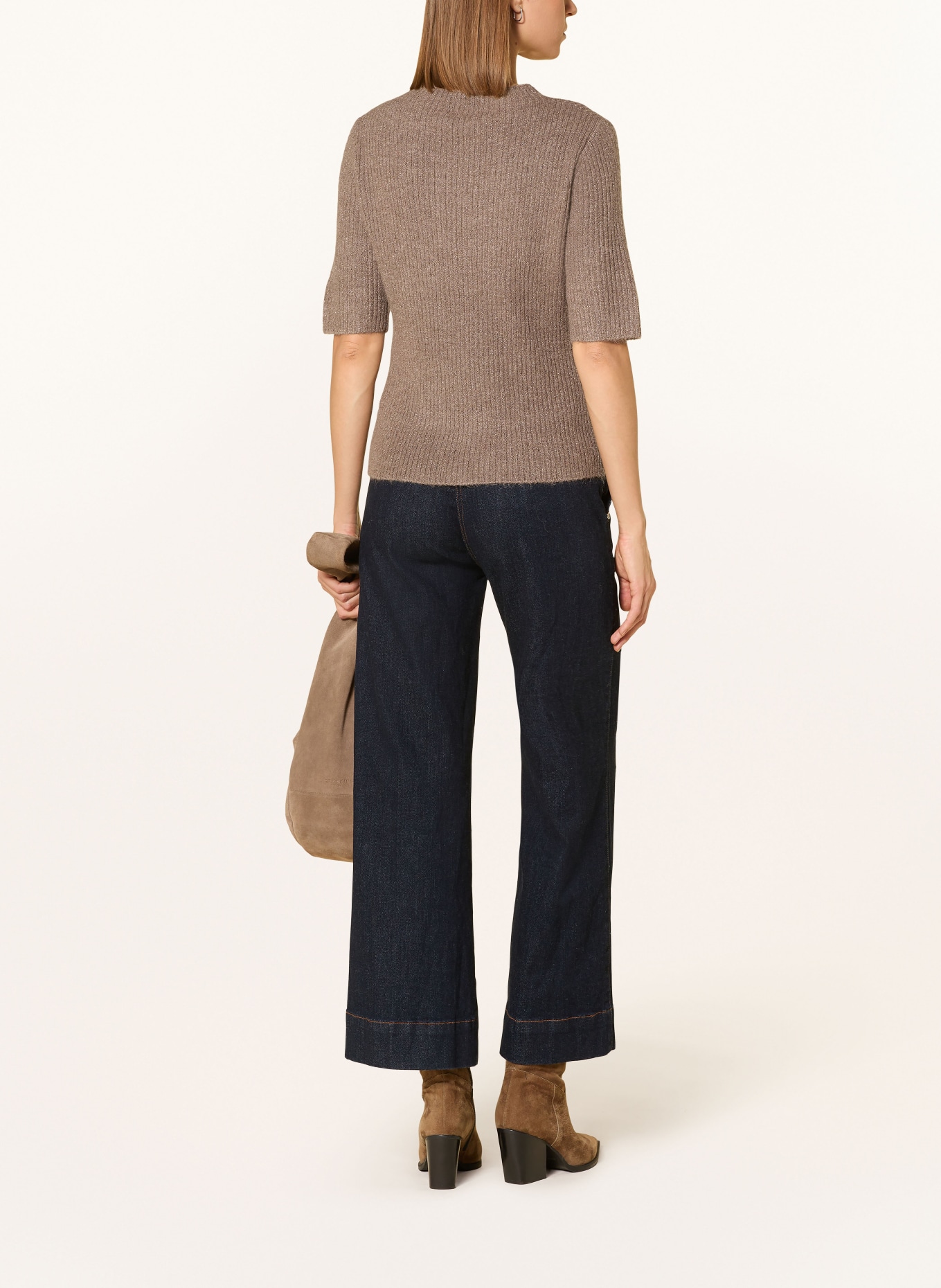 OPUS Strickshirt PEDGI mit Glitzergarn: HELLBRAUN