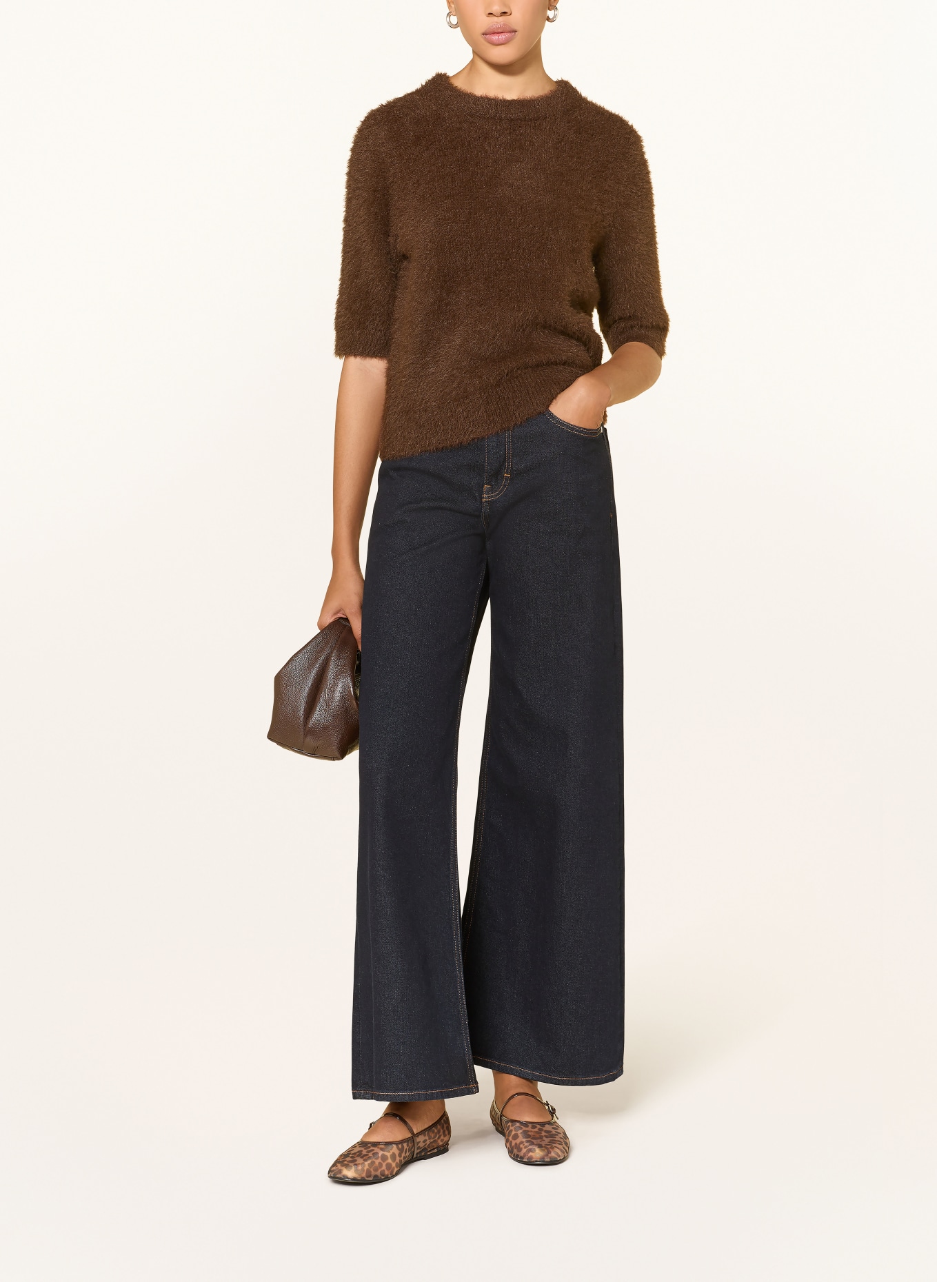 OPUS Strickshirt PUVET: DUNKELBRAUN