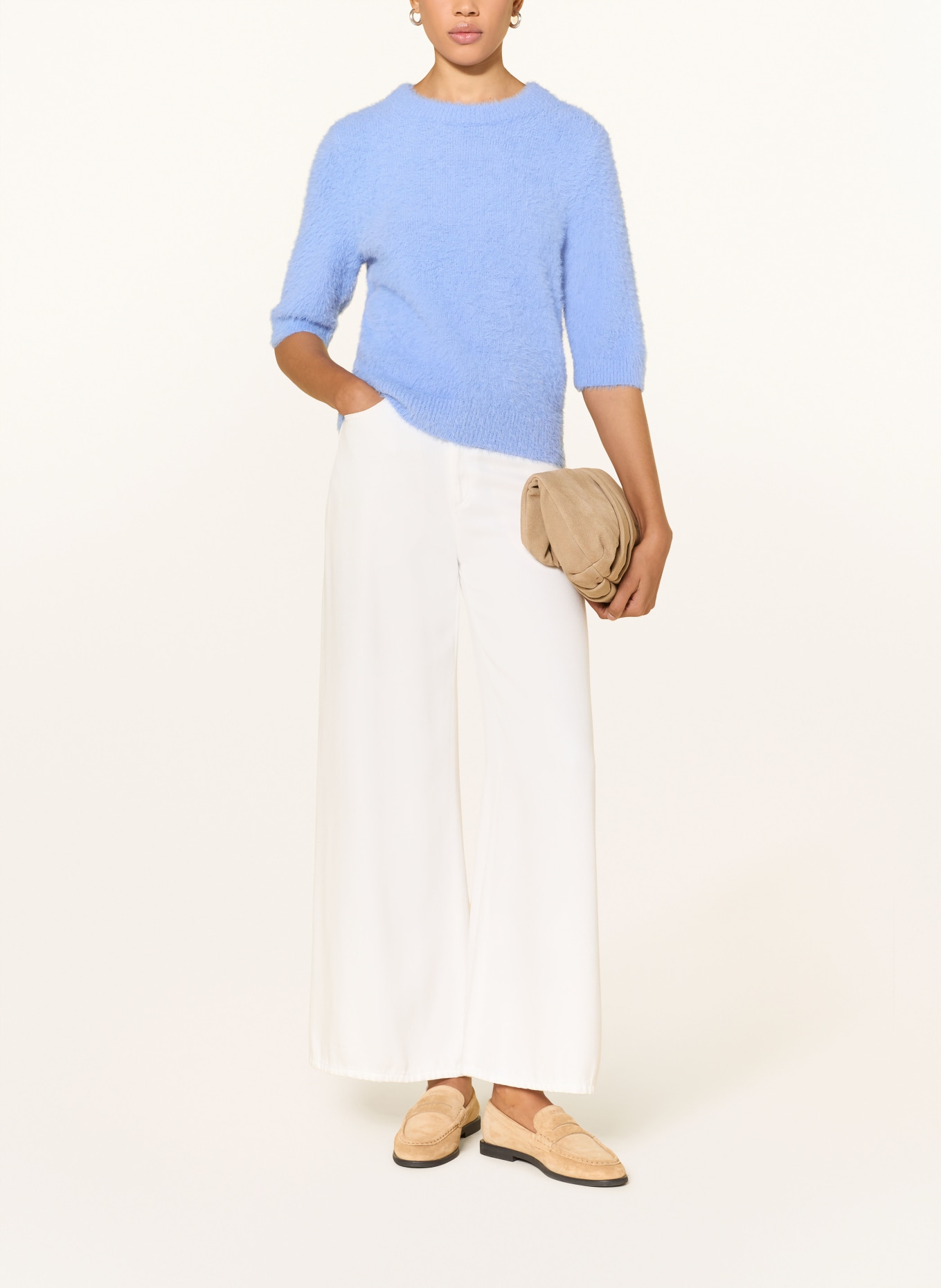 OPUS Knitted shirt PUVET: LIGHT BLUE