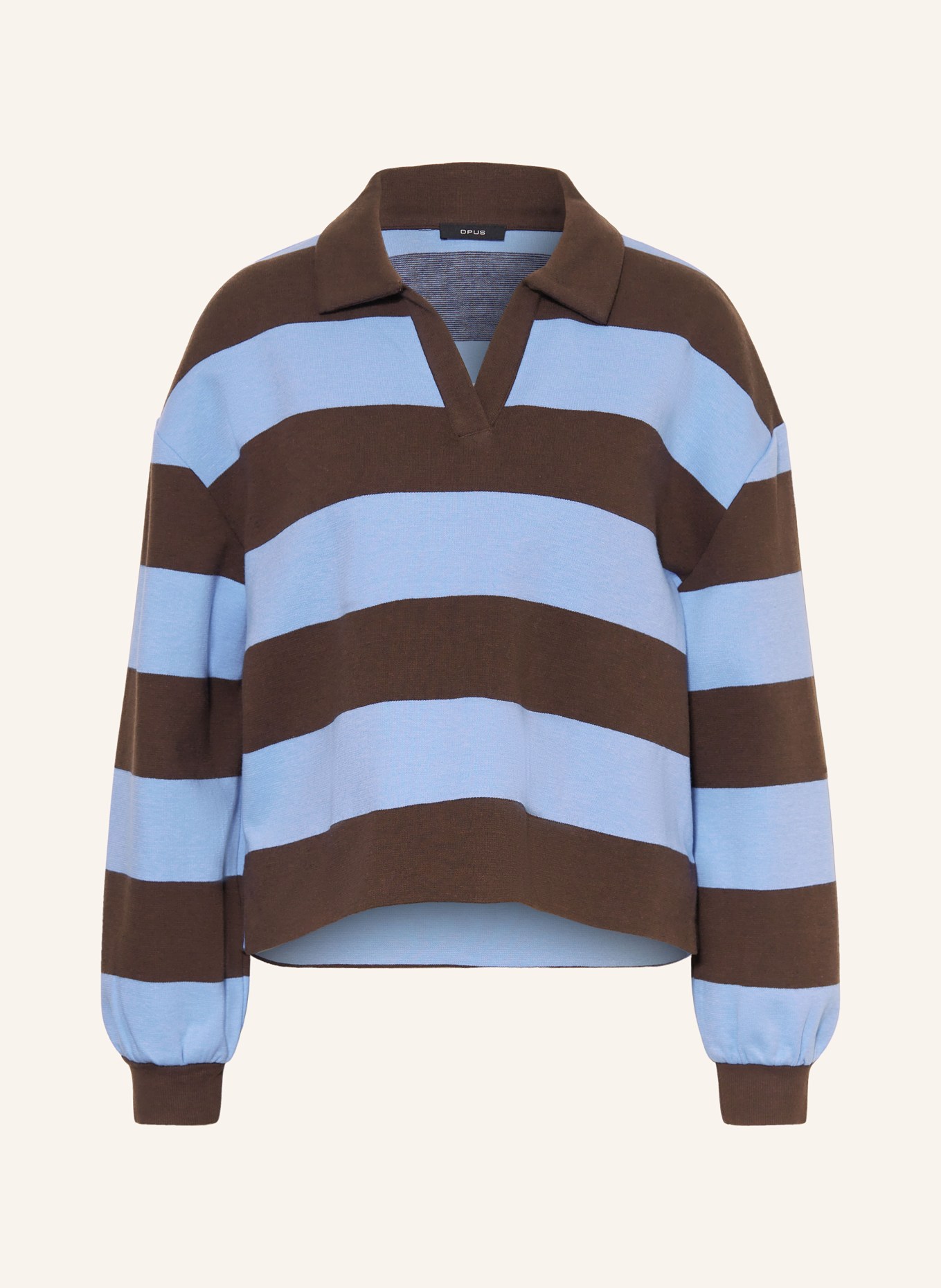 OPUS Rugby shirt GLOCKI: LIGHT BLUE / DARK BROWN