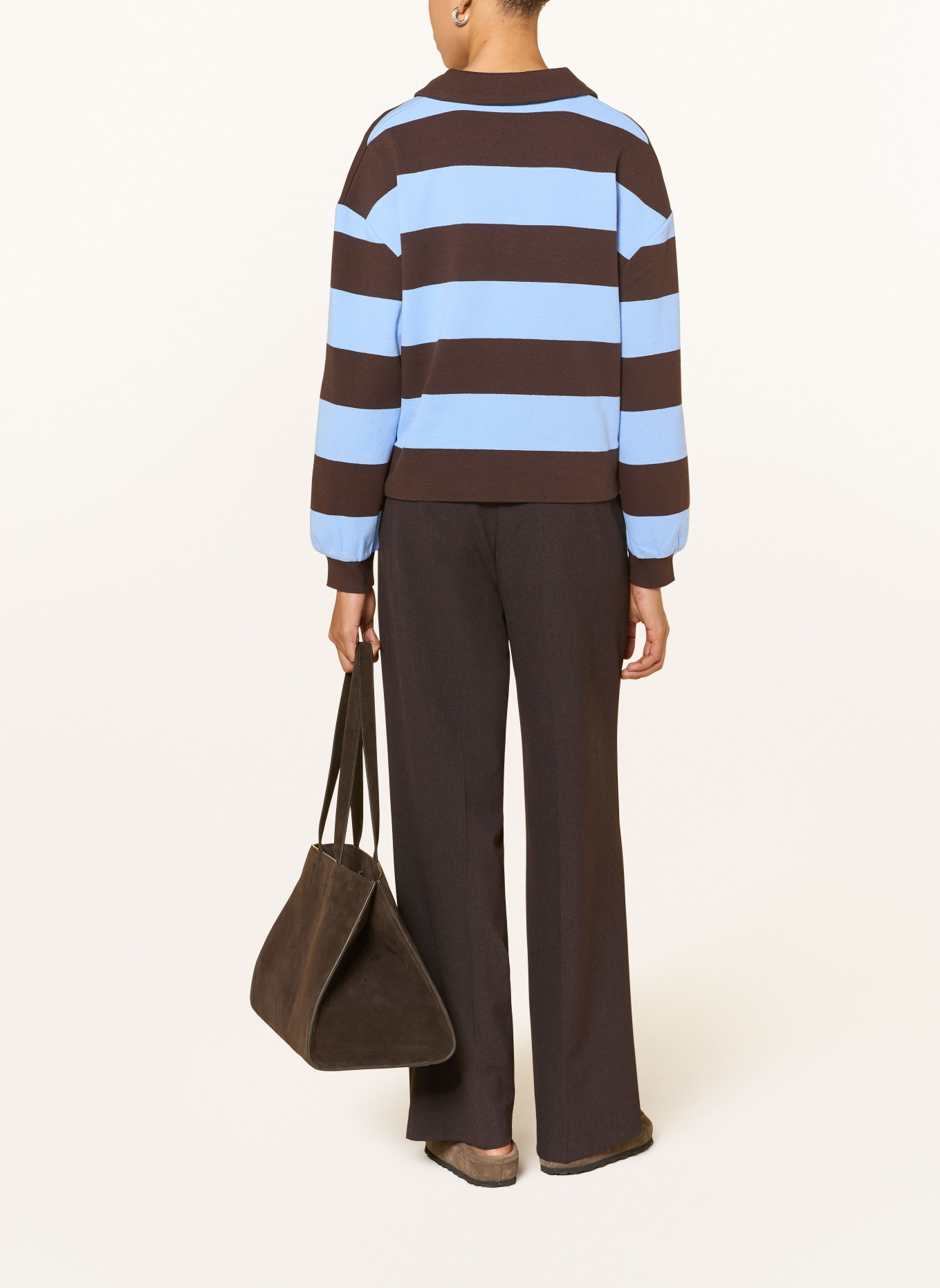 OPUS Rugby shirt GLOCKI: LIGHT BLUE / DARK BROWN