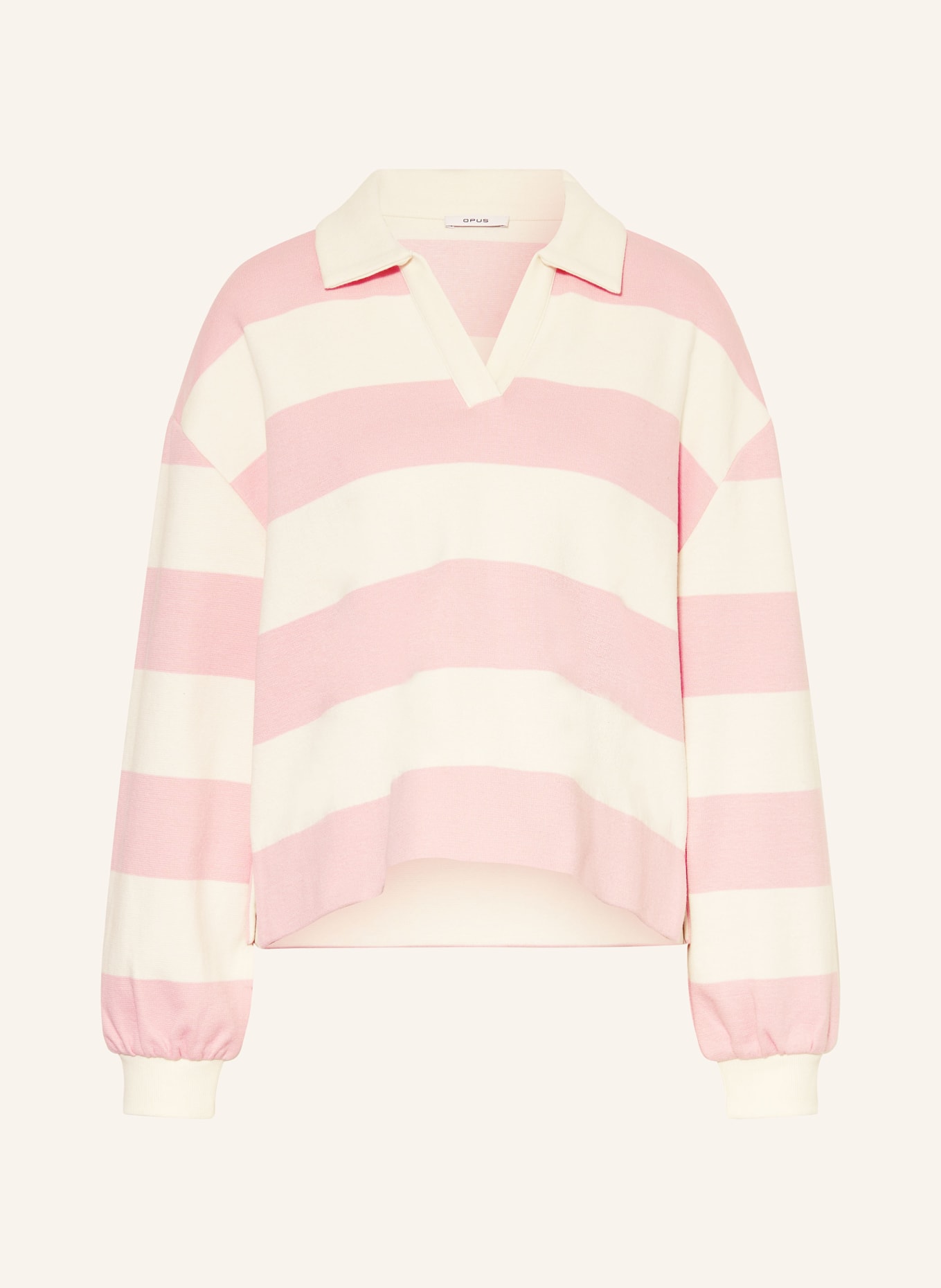 OPUS Rugby shirt GLOCKI: PINK / ECRU