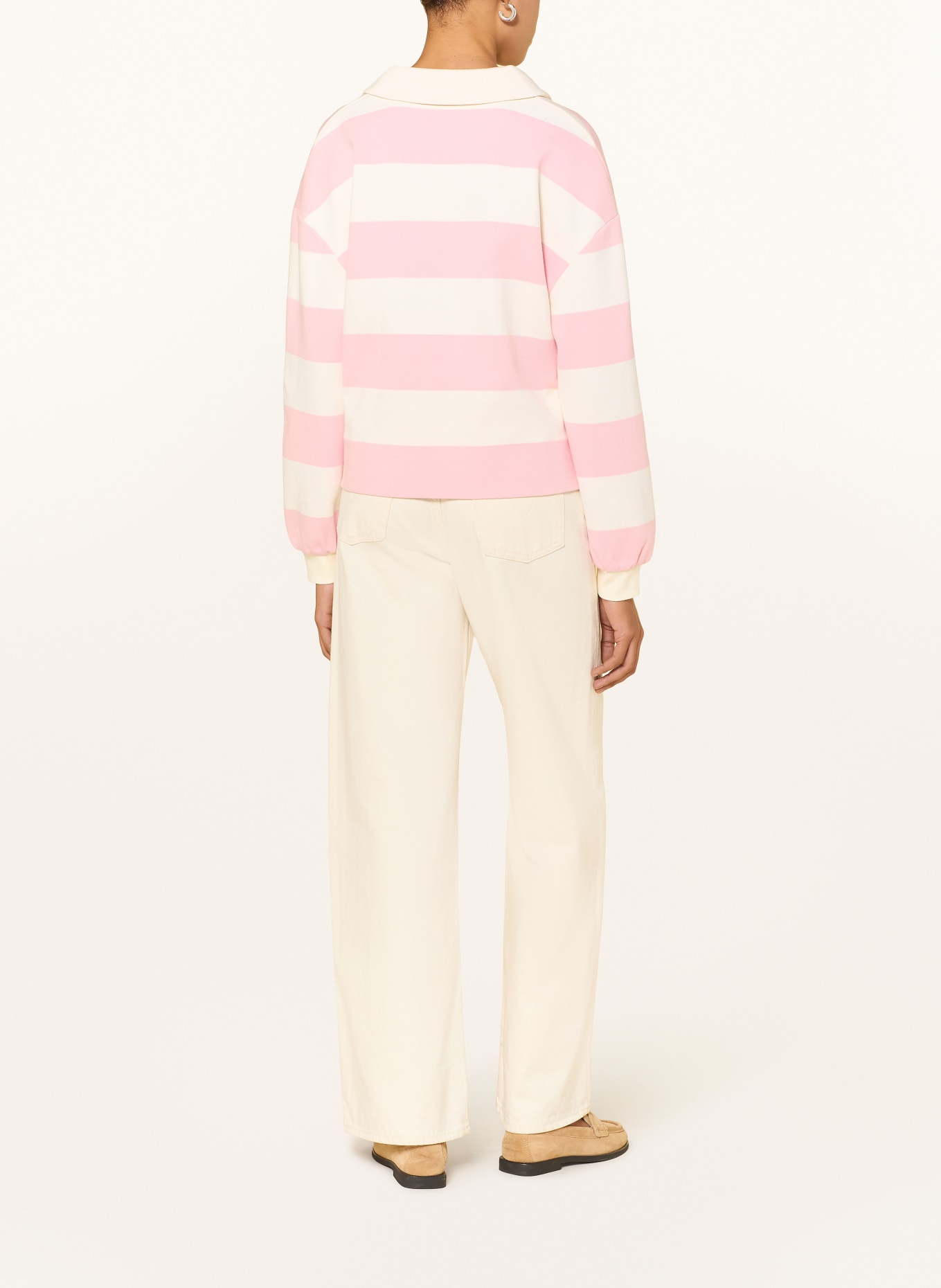 OPUS Rugby shirt GLOCKI: PINK / ECRU