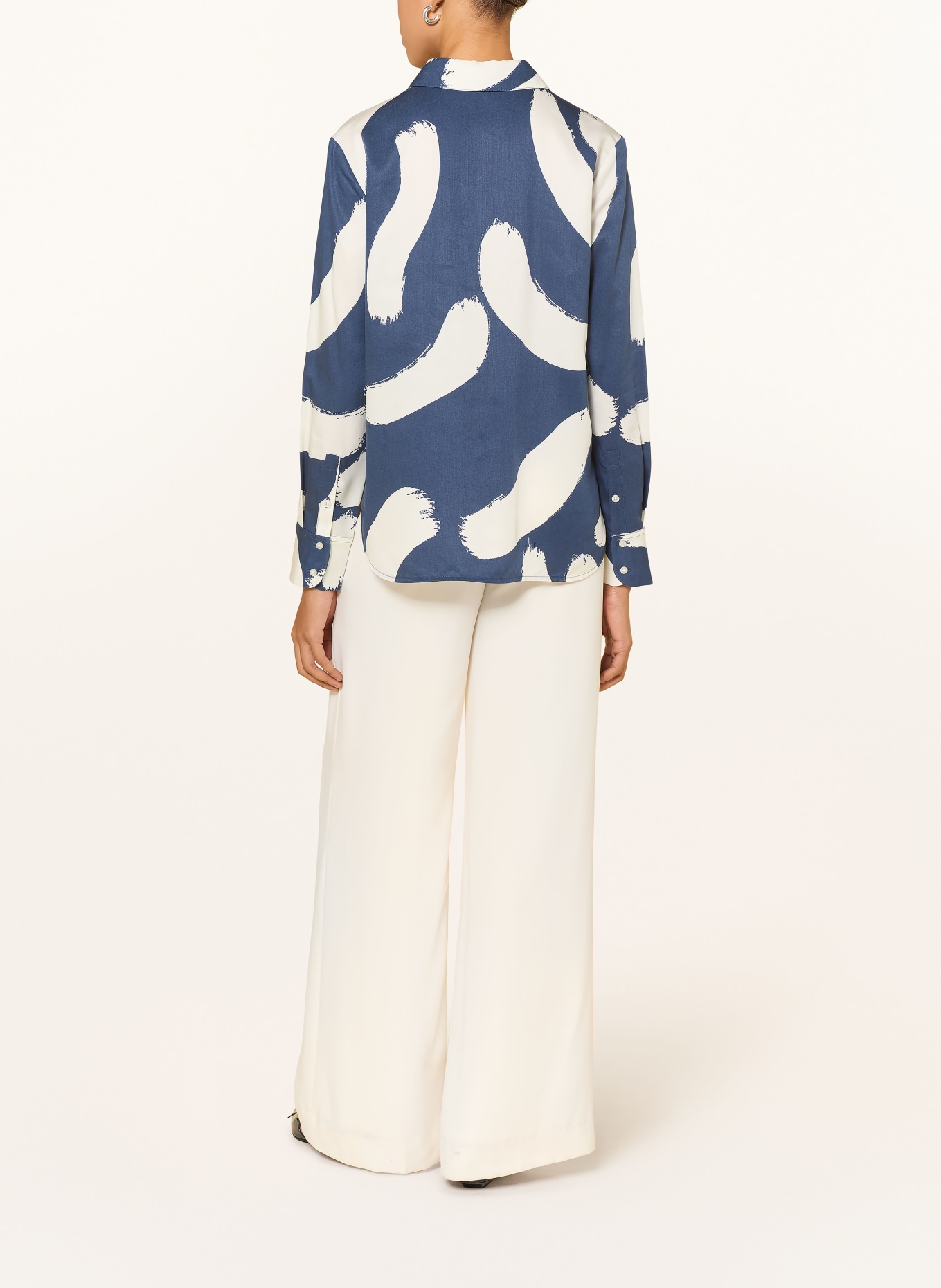 OPUS Hemdbluse FUMIRA: BLAU / ECRU