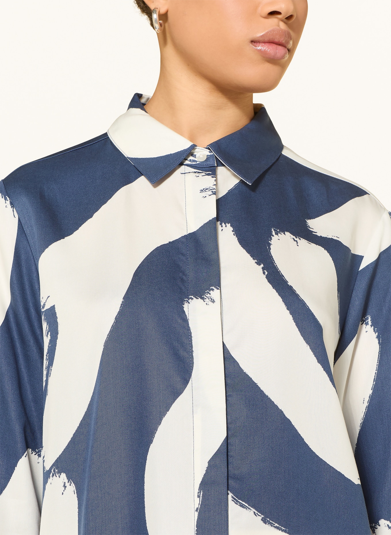 OPUS Hemdbluse FUMIRA: BLAU / ECRU