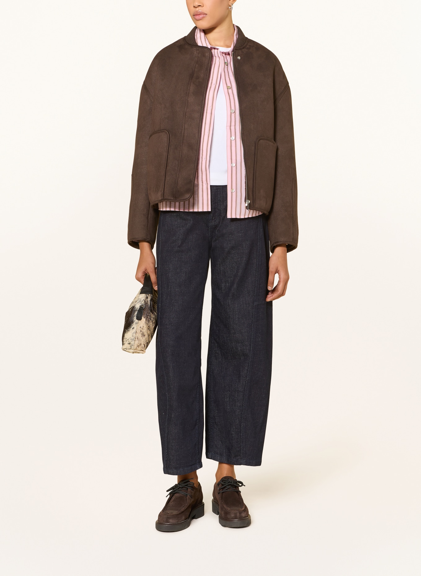 OPUS Jacke HALISSA in Lederoptik: DUNKELBRAUN