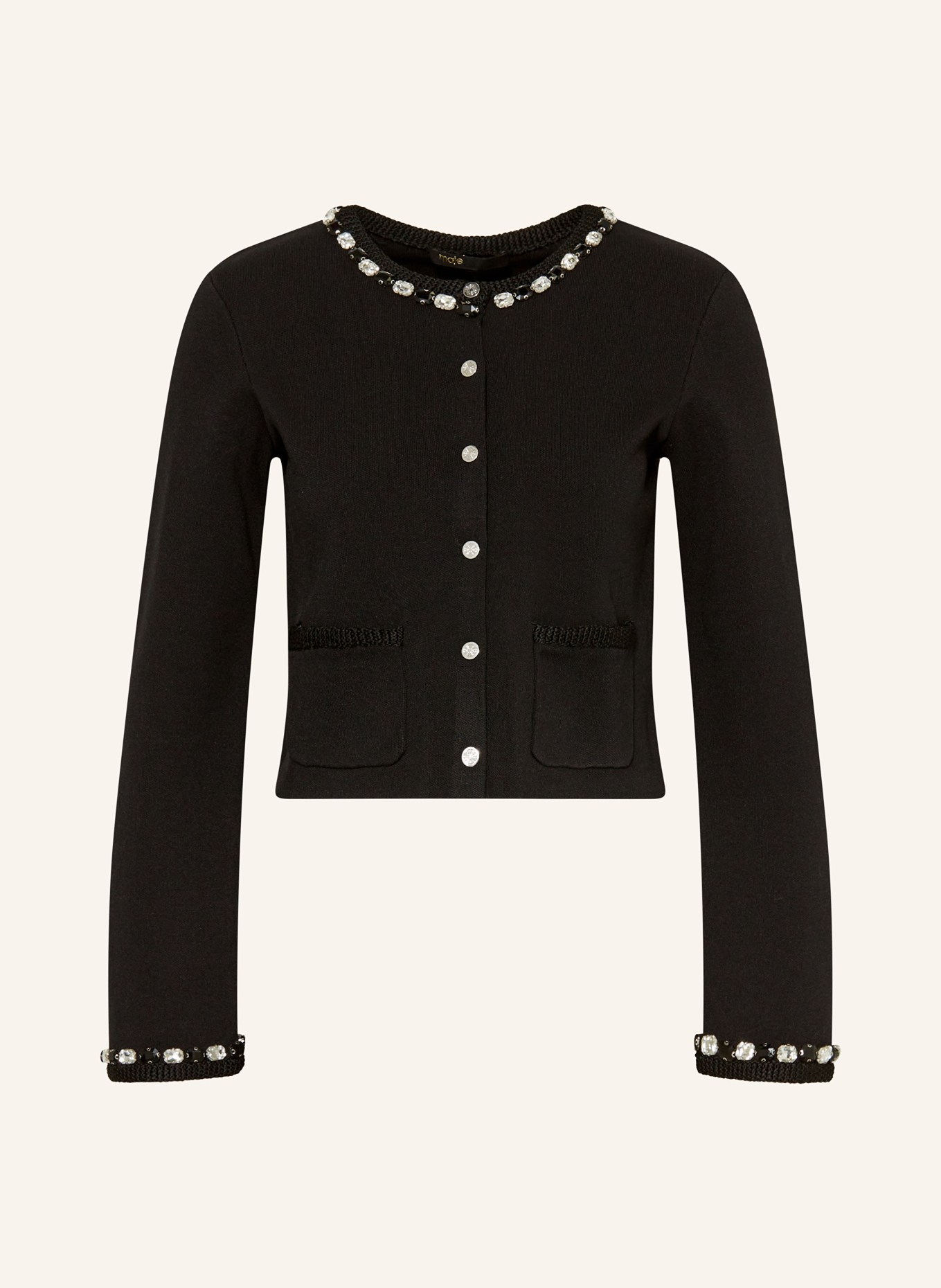 maje Sweter z kamieniami ozdobnymi: CZARNY