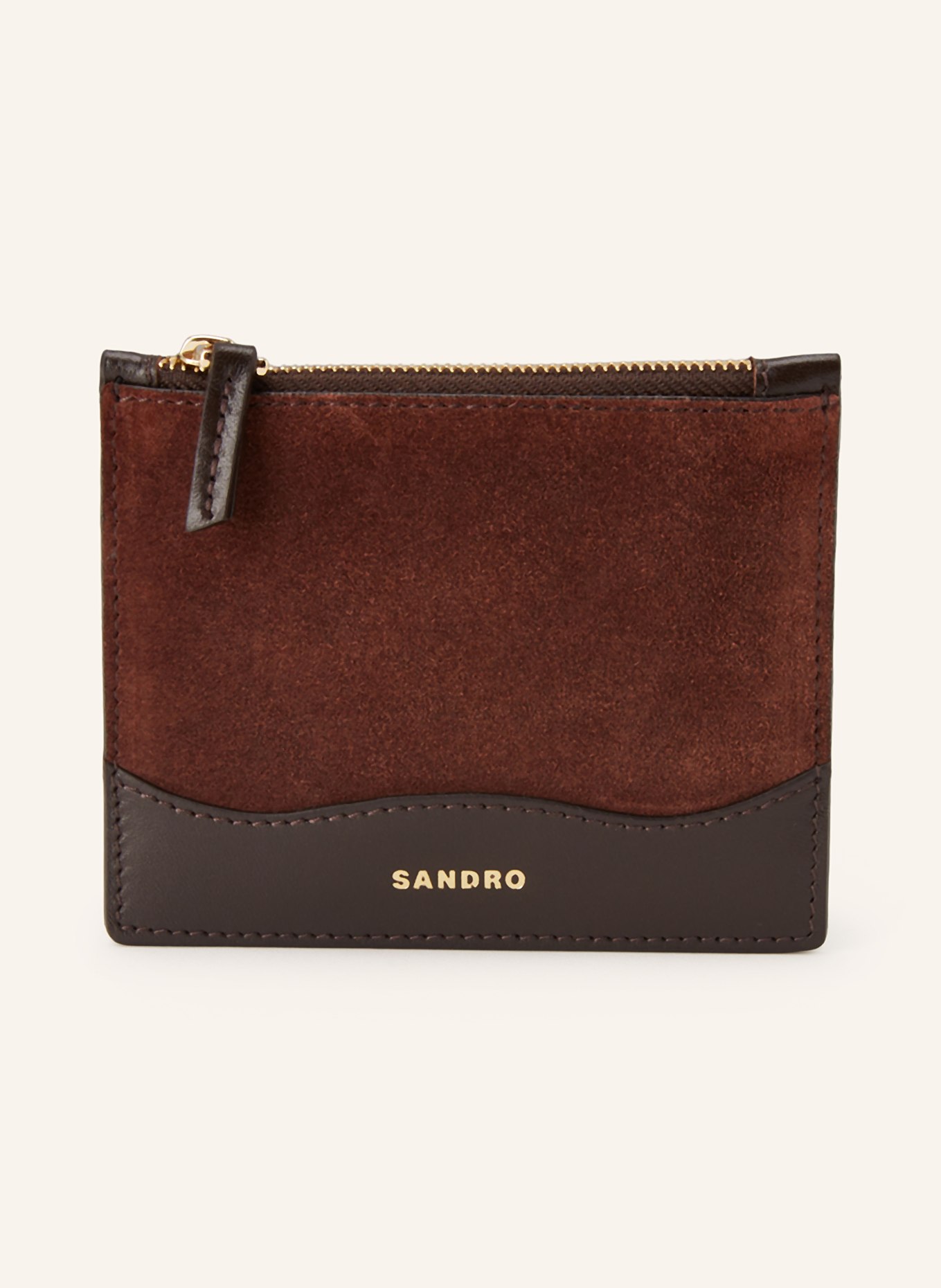SANDRO Kartenetui mit Münzfach: BRAUN / DUNKELBRAUN