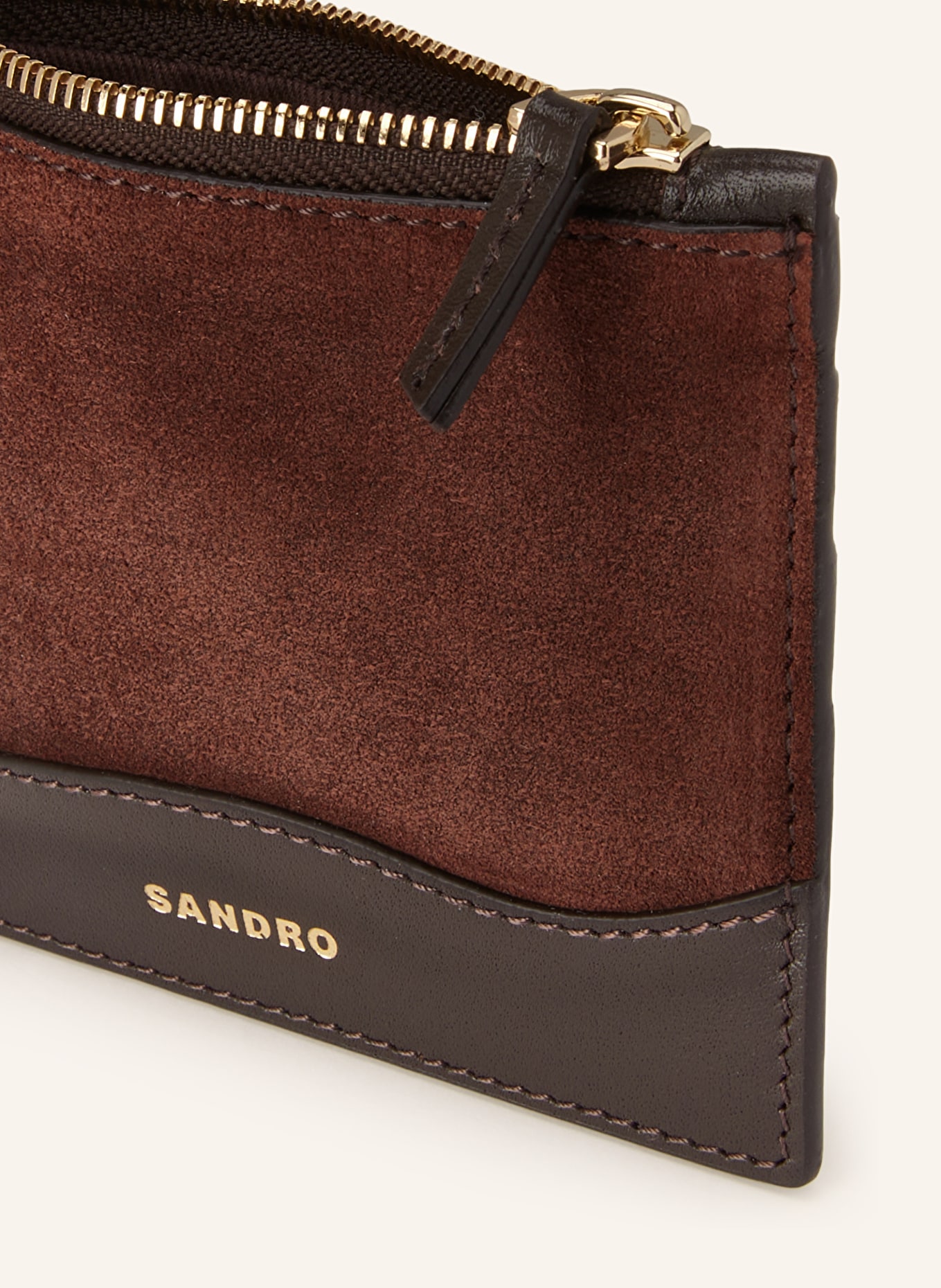 SANDRO Kartenetui mit Münzfach: BRAUN / DUNKELBRAUN