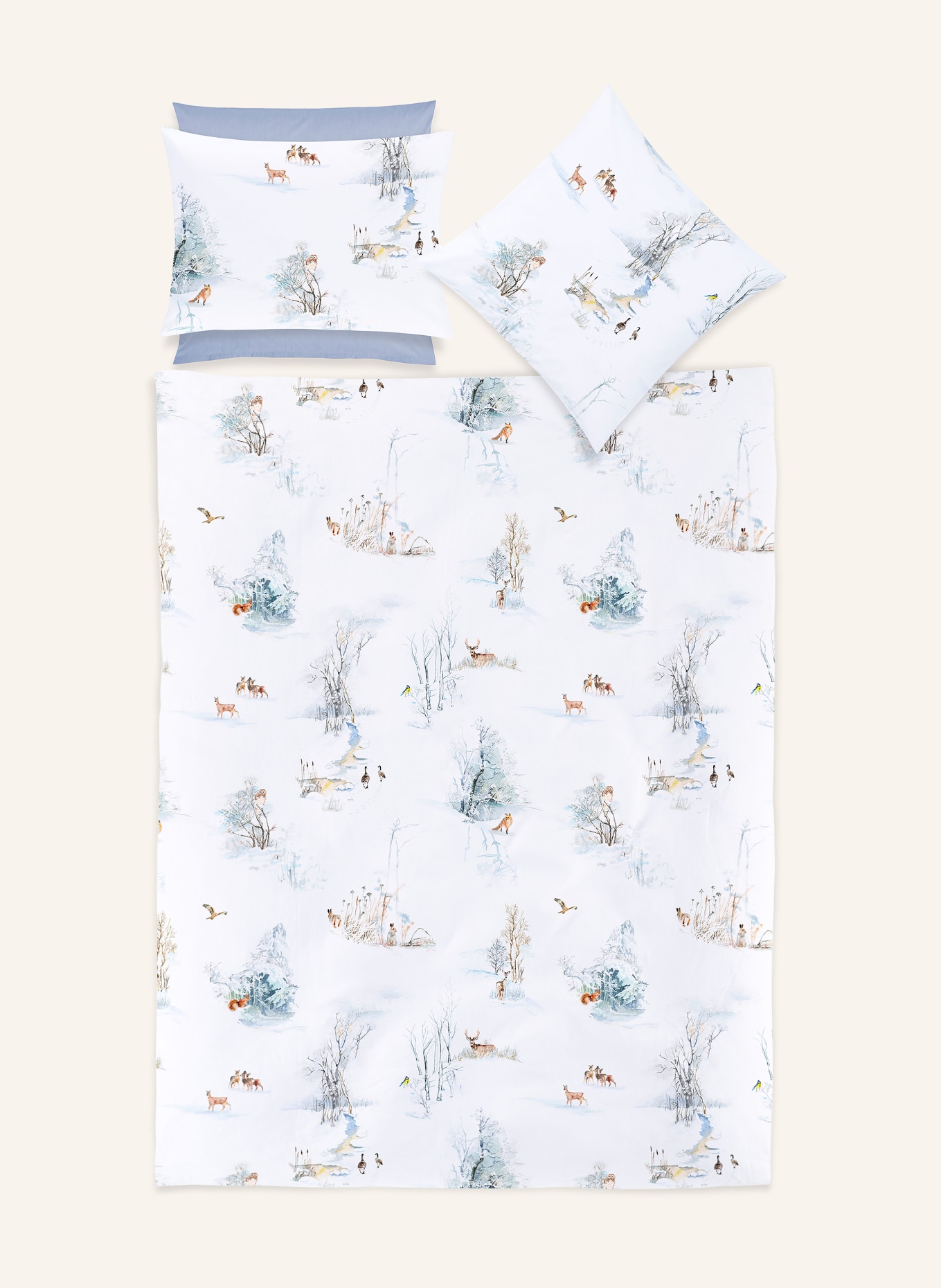 Christian Fischbacher Bettwäsche FINJA: WEISS / HELLBRAUN / HELLGRAU