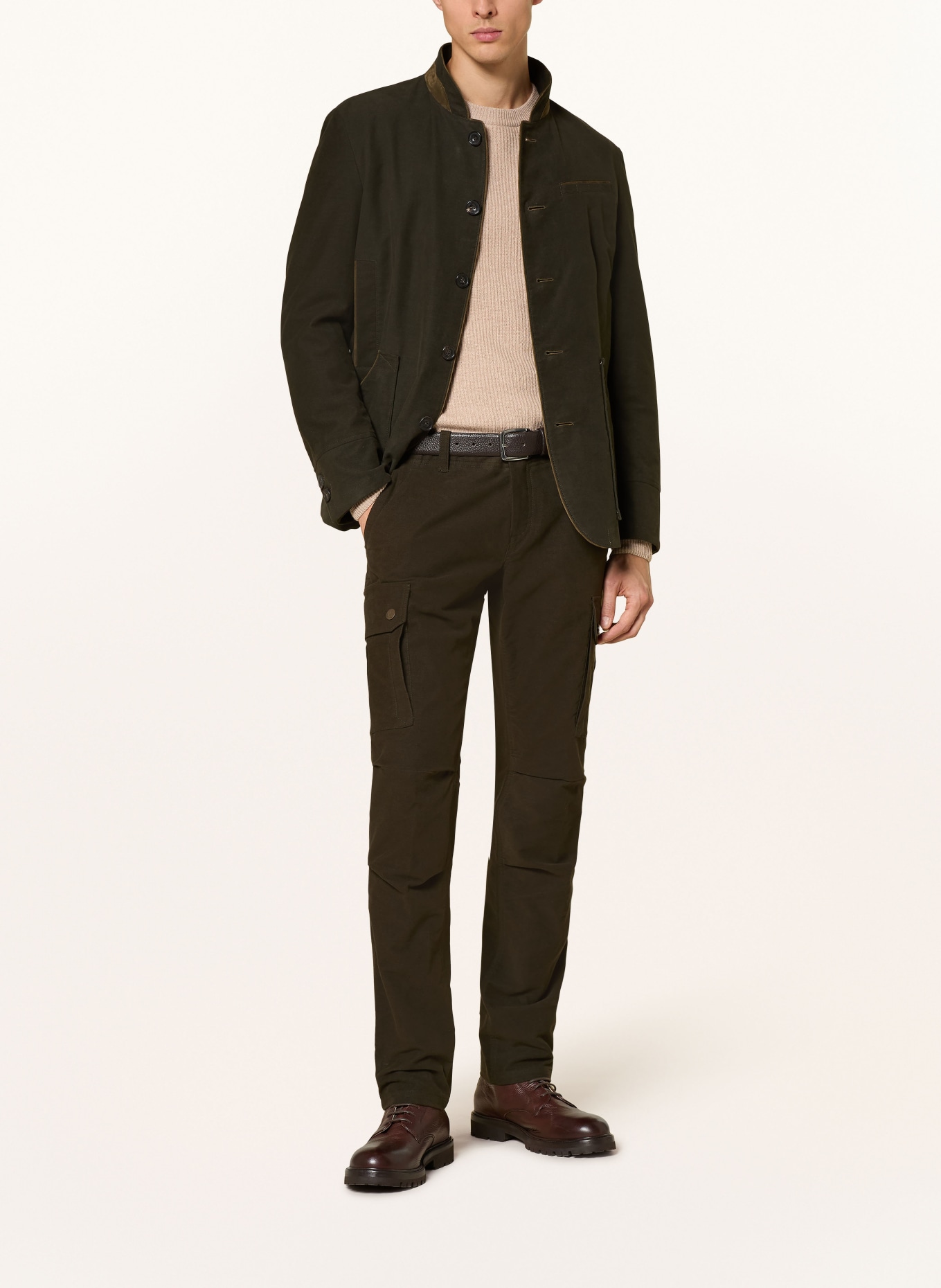 HABSBURG FISCHAU Slim Fit Cargo Pants: DARK GREEN