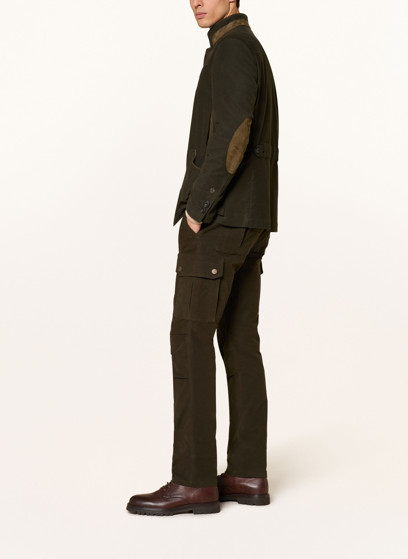 HABSBURG FISCHAU Slim Fit Cargo Pants: DARK GREEN