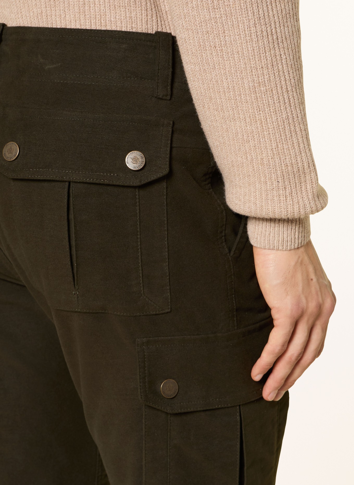 HABSBURG FISCHAU Slim Fit Cargo Pants: DARK GREEN