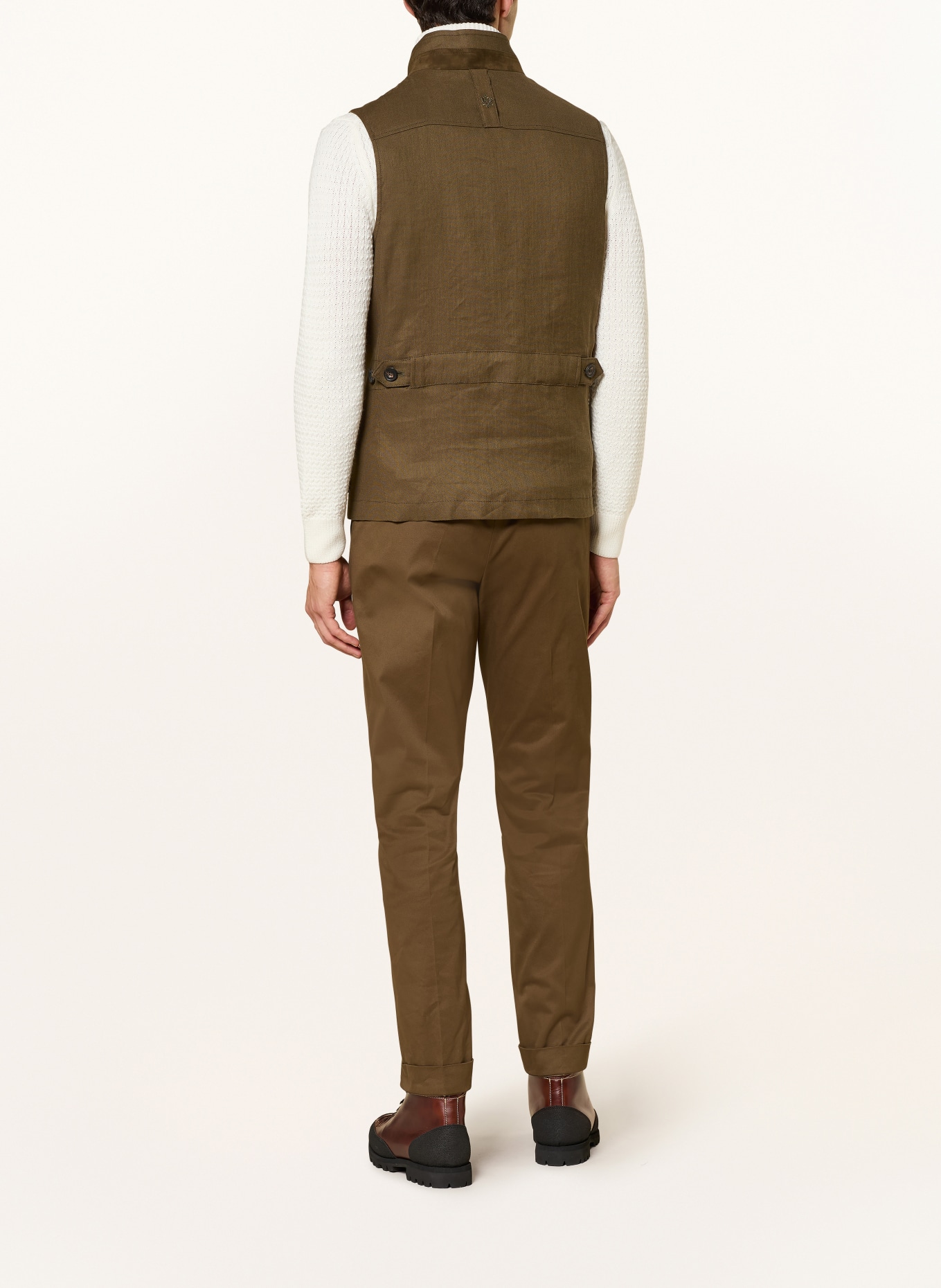 HABSBURG KERSCHENECK traditional vest with linen: 6262 oliv/oliv