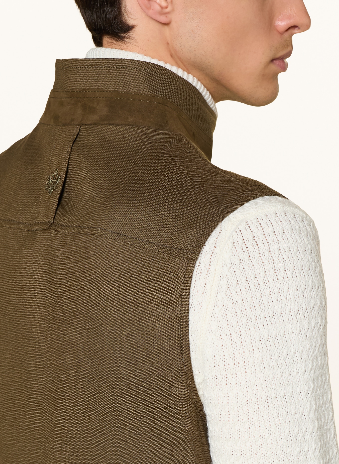 HABSBURG KERSCHENECK traditional vest with linen: 6262 oliv/oliv