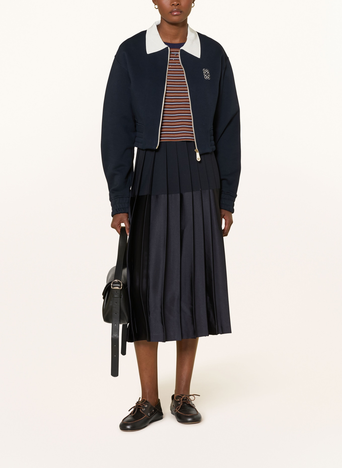 SANDRO Sweatjacke: DUNKELBLAU / WEISS