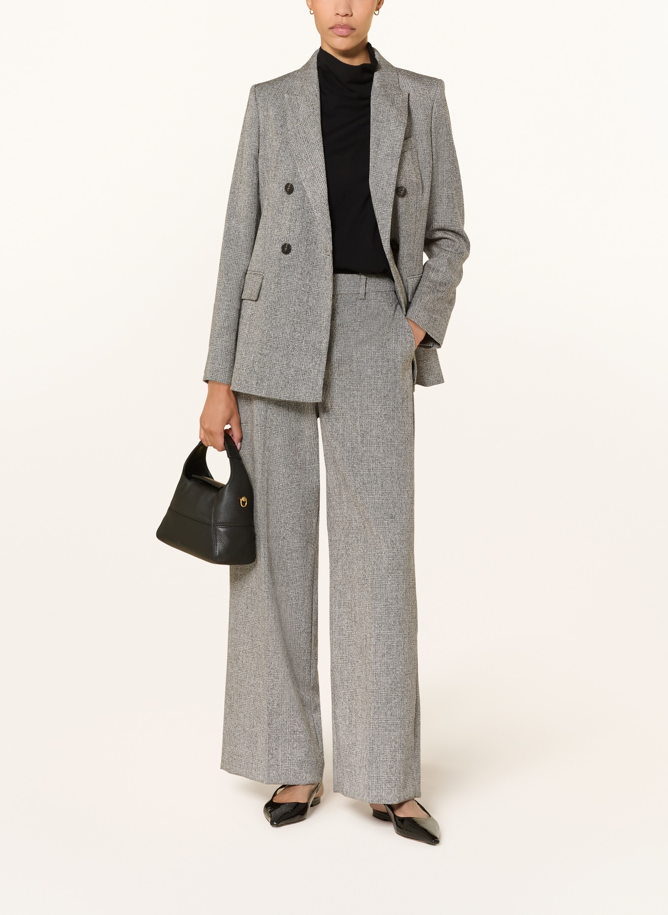 REISS Marlenehose DARLTON aus Tweed: GRAU / CREME / SCHWARZ