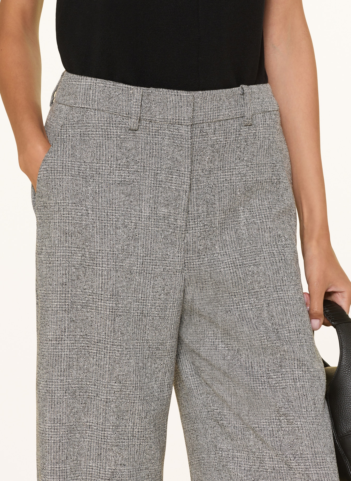 REISS Marlenehose DARLTON aus Tweed: GRAU / CREME / SCHWARZ