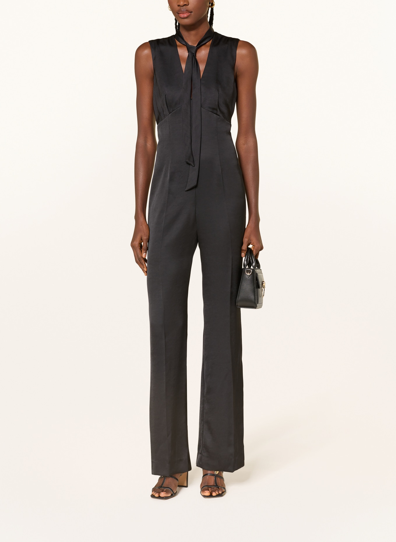 CLAUDIE PIERLOT Satin-Jumpsuit: SCHWARZ
