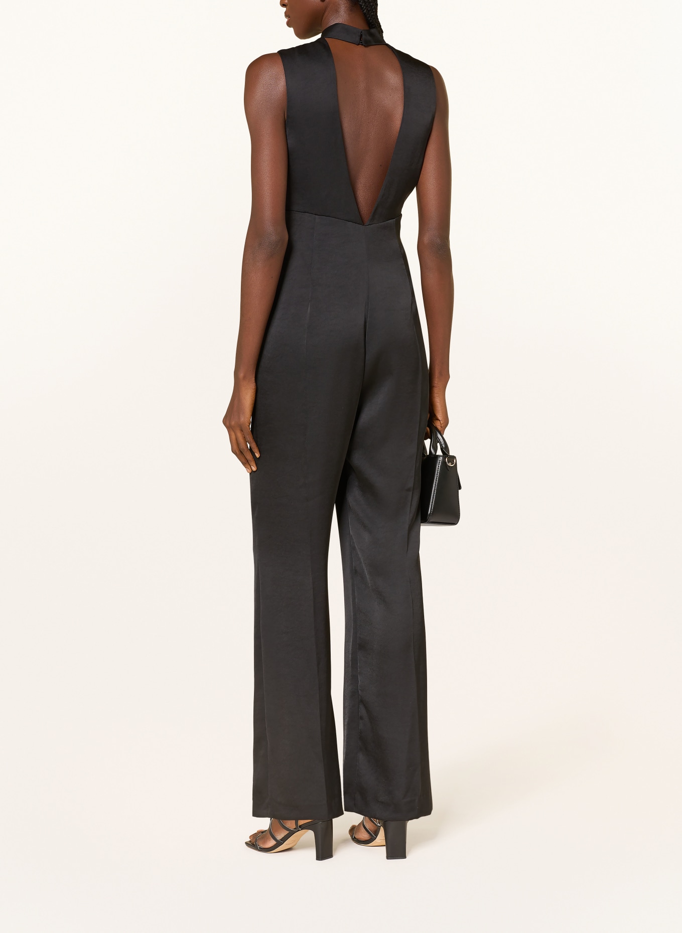 CLAUDIE PIERLOT Satin-Jumpsuit: SCHWARZ