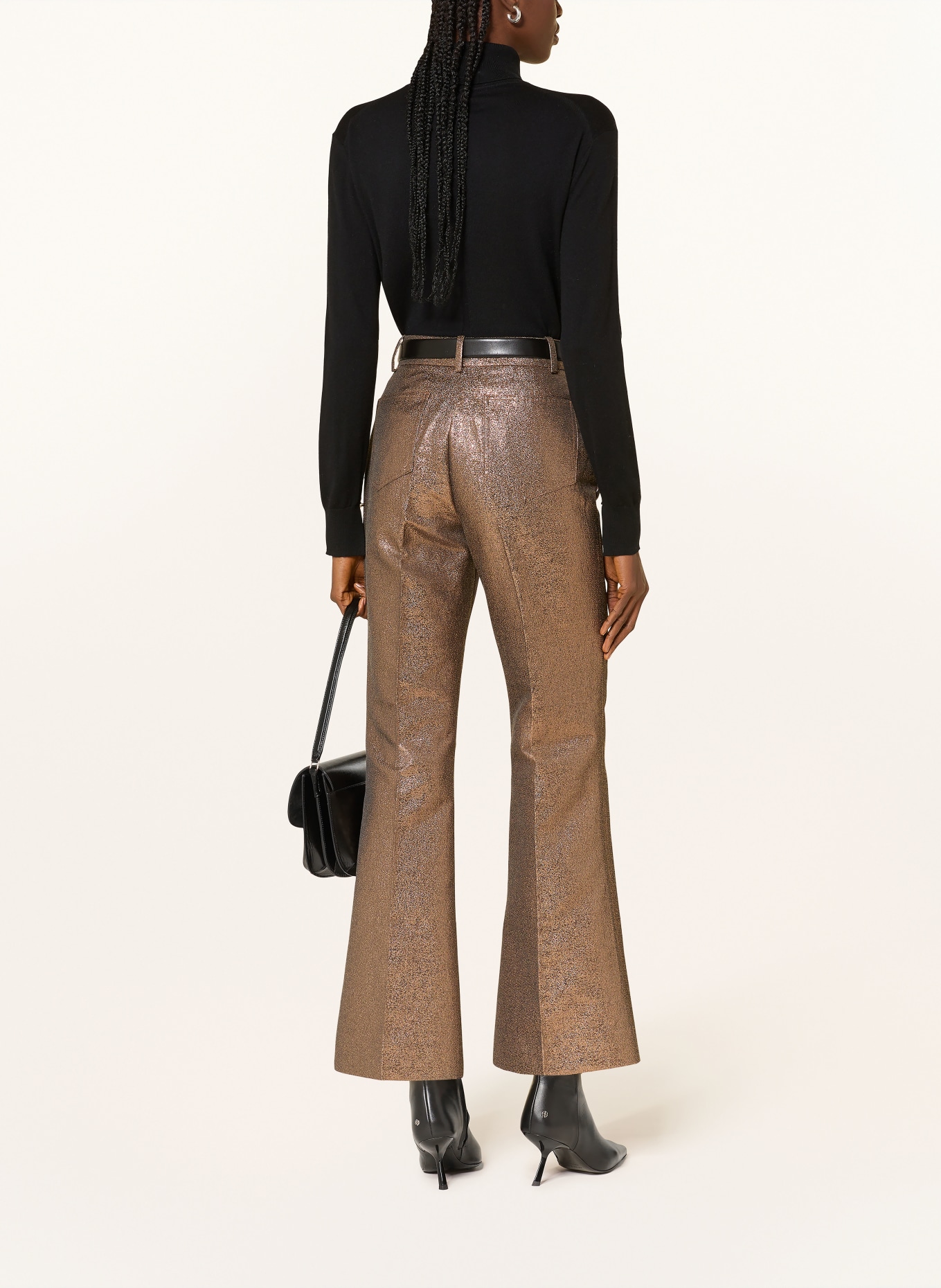 REISS Bootcut-Hose SIENNA mit Glitzergarn: BRAUN