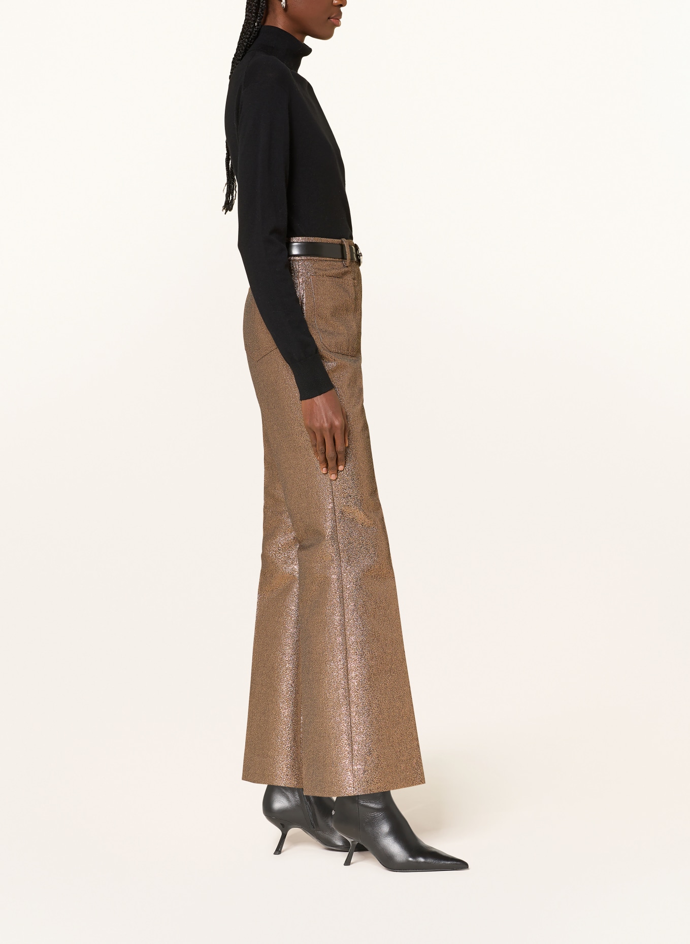 REISS Bootcut-Hose SIENNA mit Glitzergarn: BRAUN