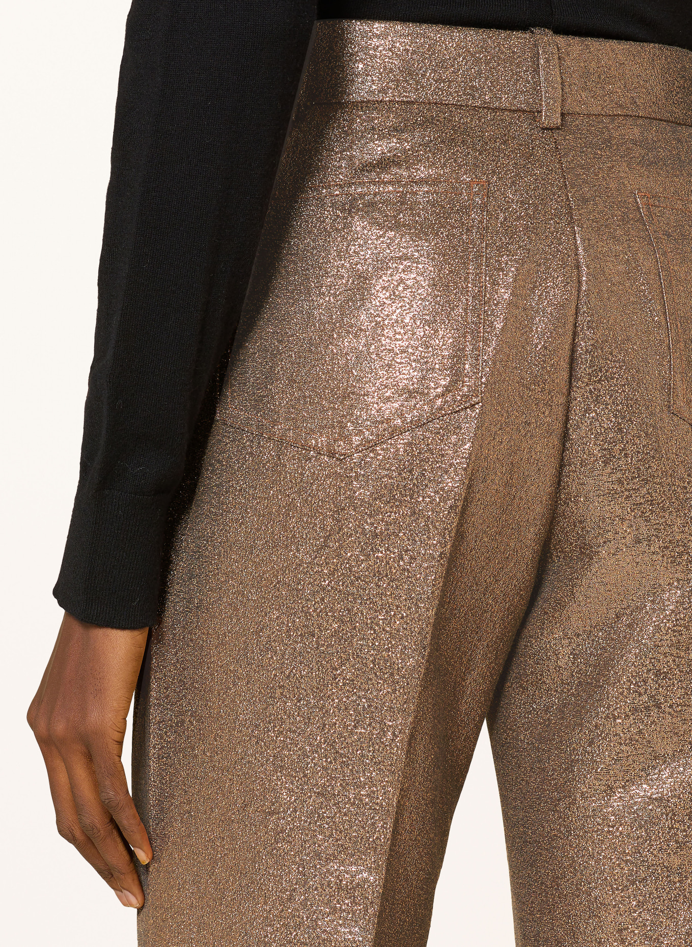 REISS Bootcut-Hose SIENNA mit Glitzergarn: BRAUN