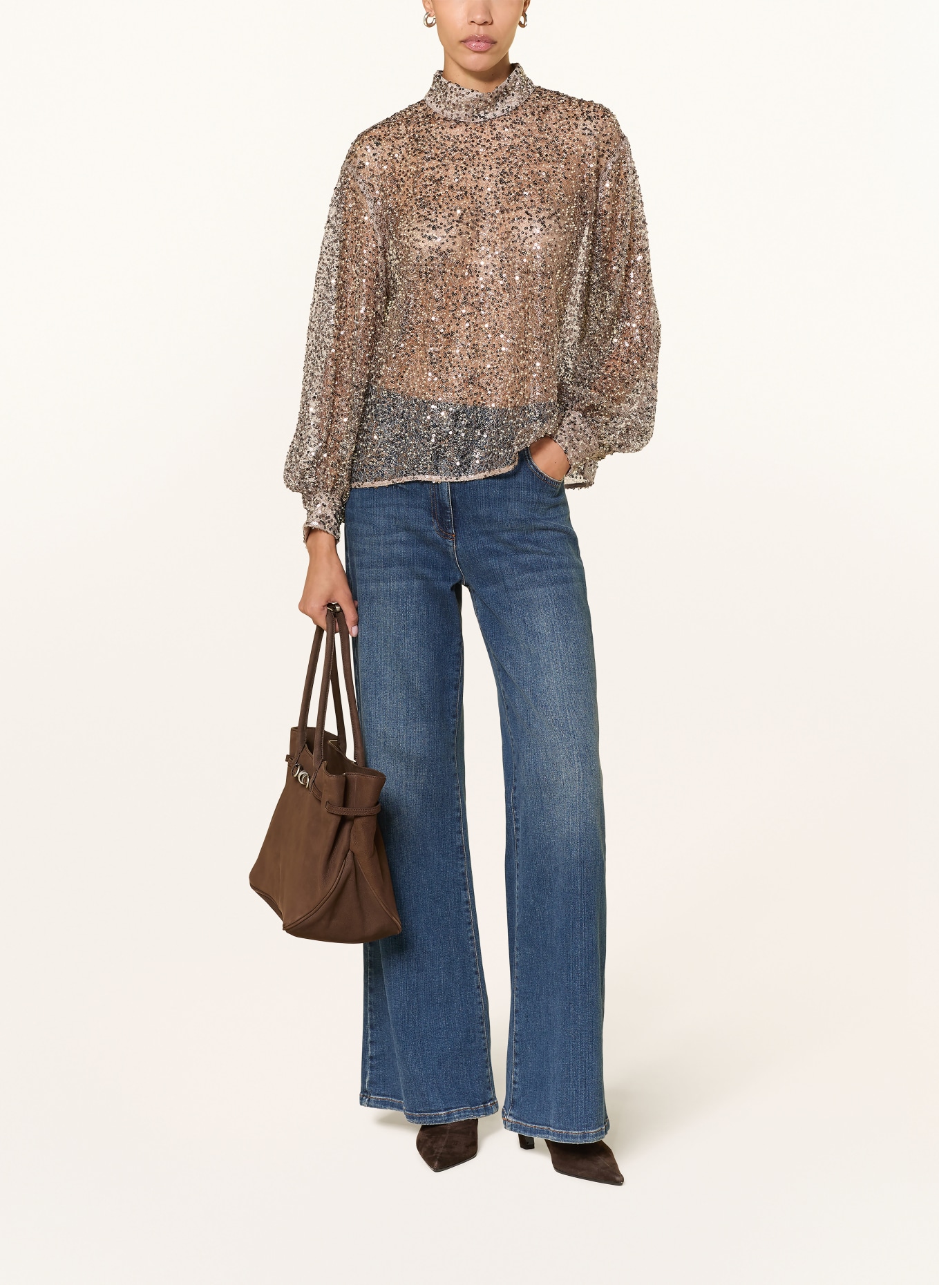 REISS Blusenshirt SIENNA mit Pailletten: SILBER