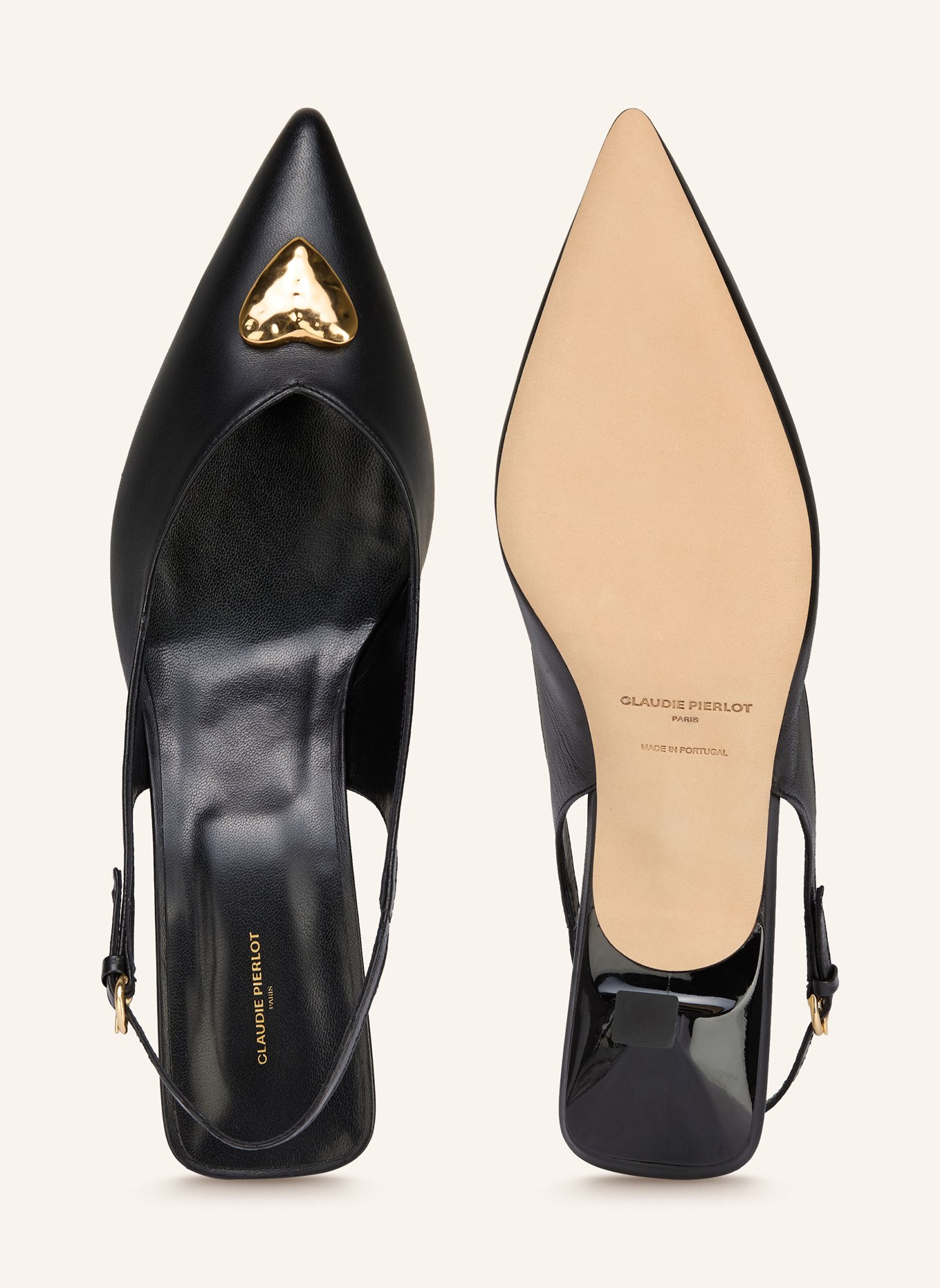 CLAUDIE PIERLOT Czółenka typu slingback: CZARNY / ZŁOTY