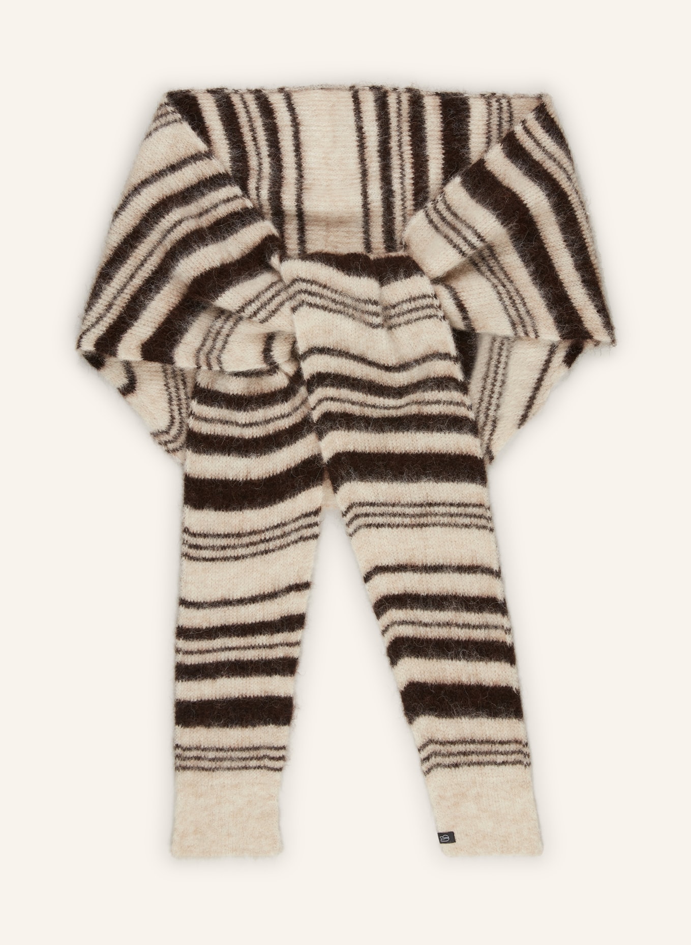 ba&sh Alpakový šál SWAN: KRÉMOVÁ / TMAVĚ HNĚDÁ