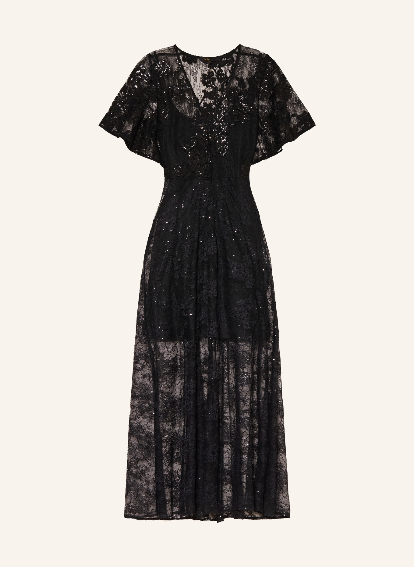 maje Spitzenkleid mit Pailletten: SCHWARZ