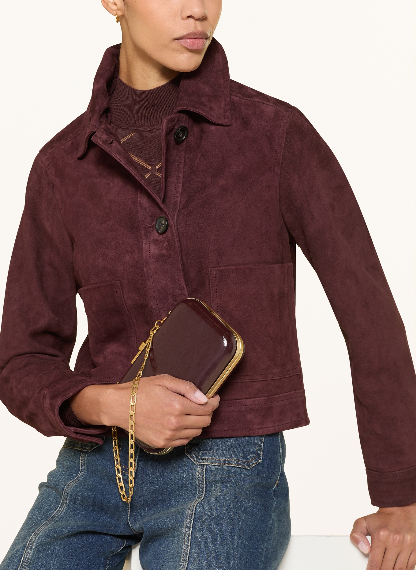 REISS Clutch JUNIE: DUNKELROT / GOLD