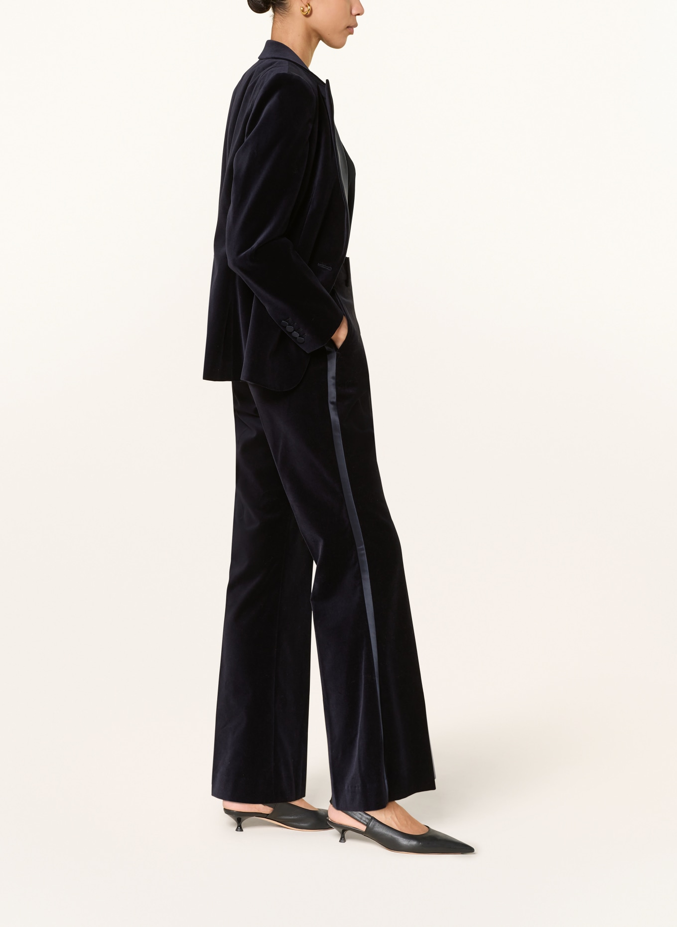 REISS Pantalon en velours côtelé VERDA avec bandes galonnées: BLEU FONCÉ