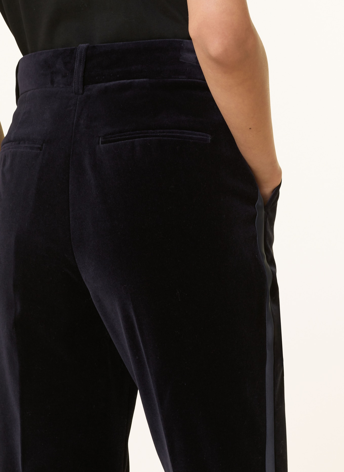 REISS Pantalon en velours côtelé VERDA avec bandes galonnées: BLEU FONCÉ