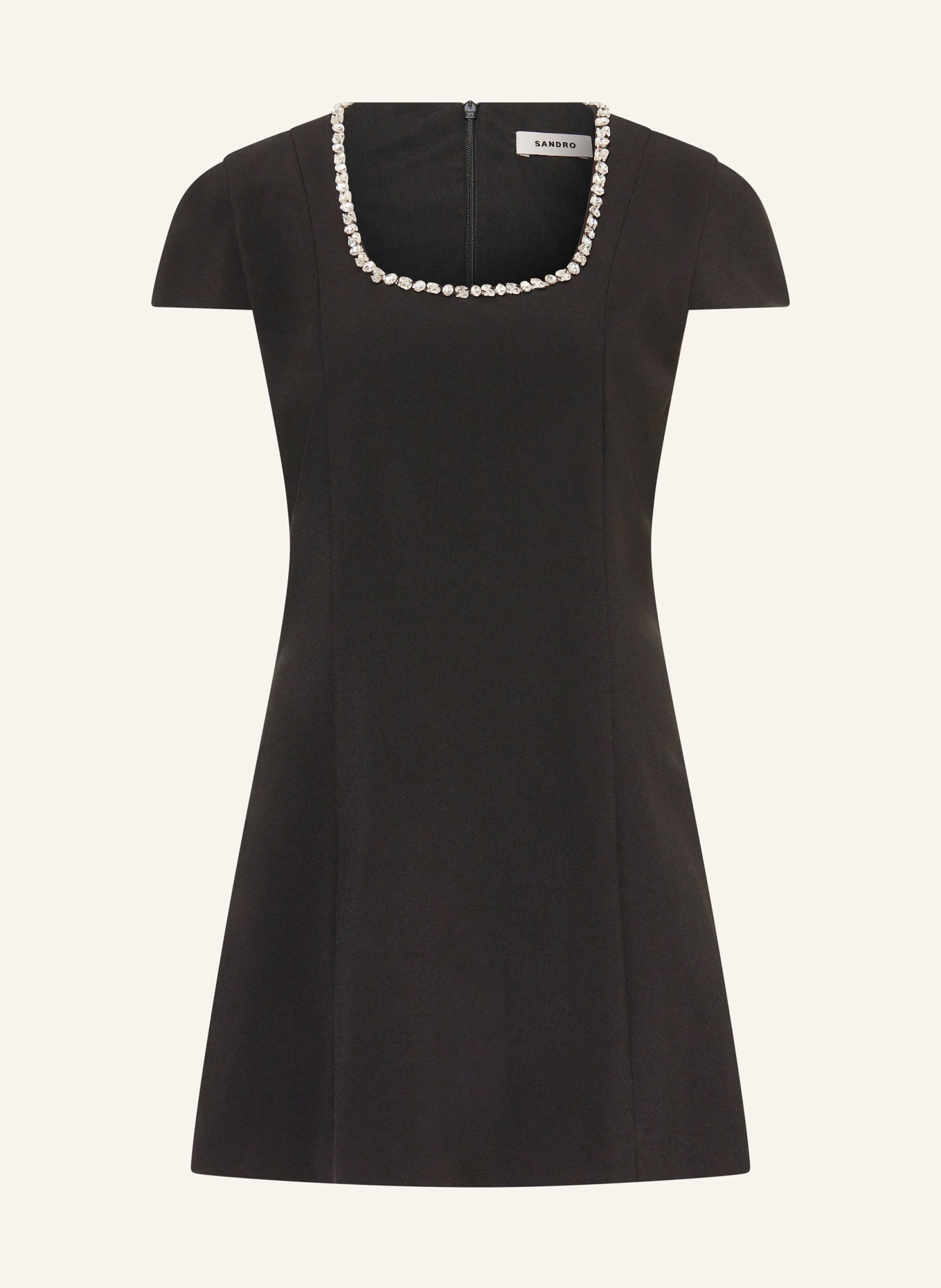 SANDRO Kleid mit Schmucksteinen: SCHWARZ