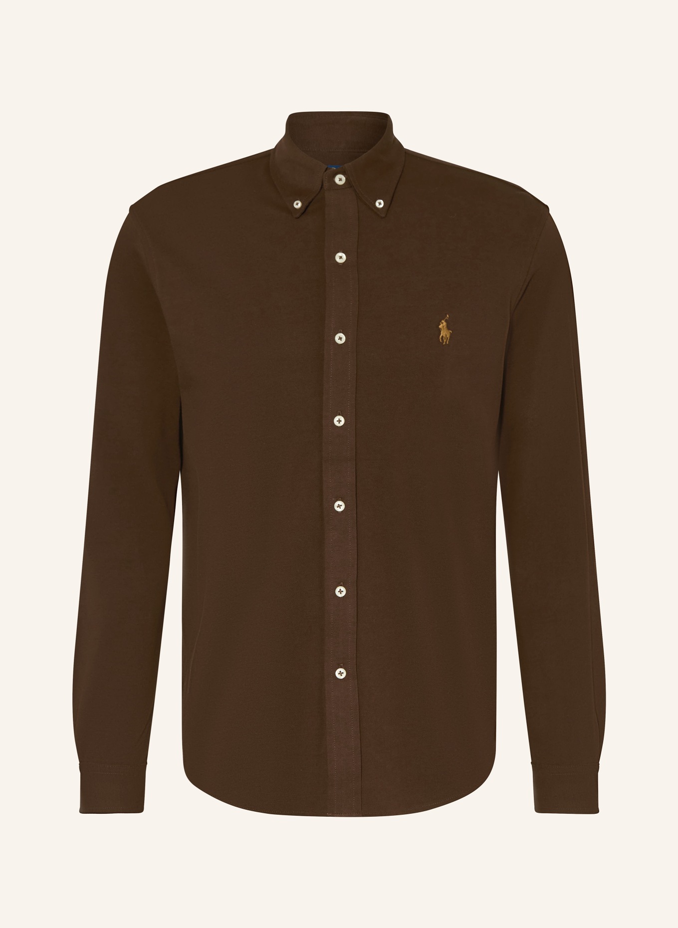 POLO RALPH LAUREN Piqué-Hemd Custom Fit: DUNKELBRAUN