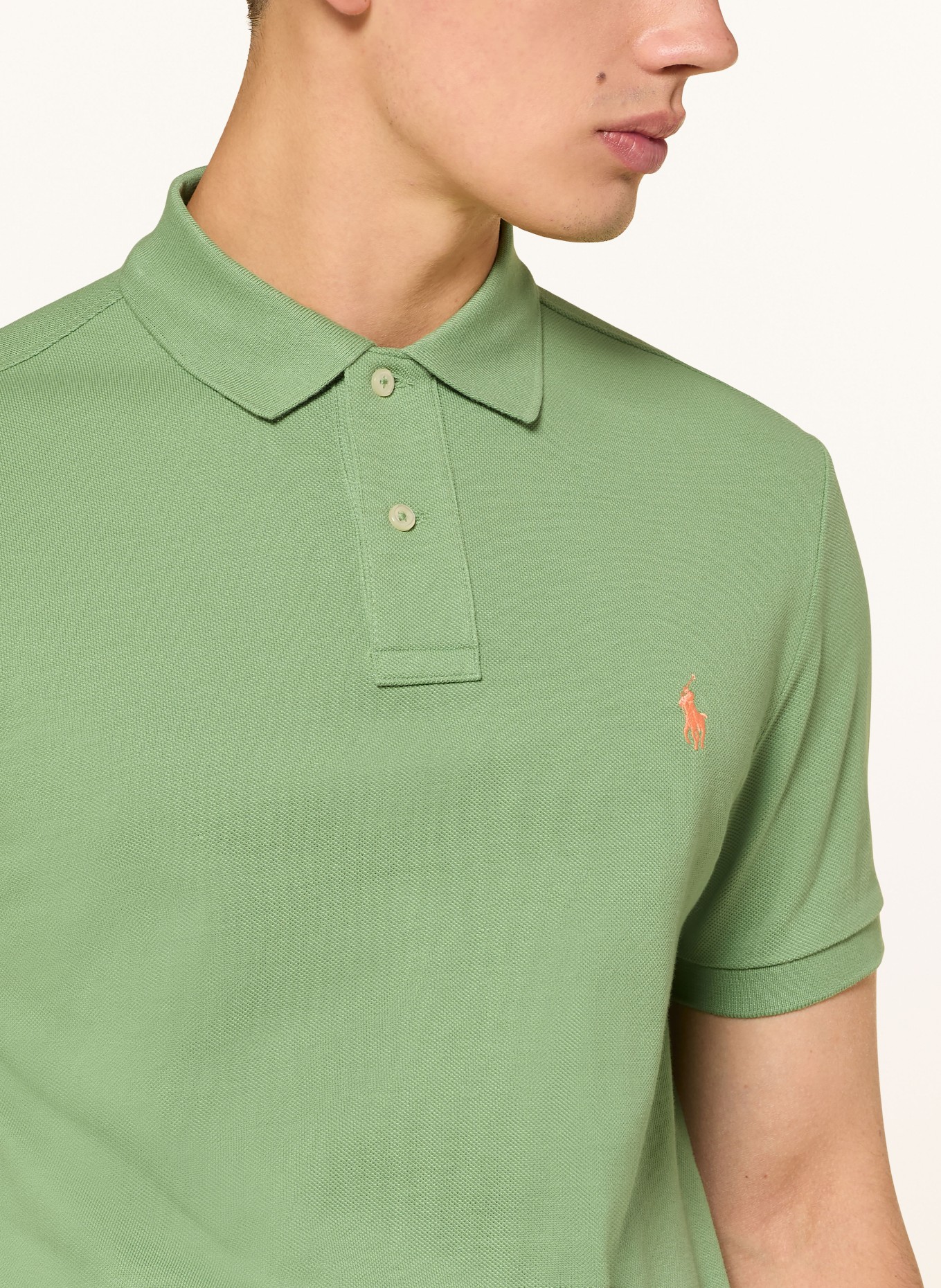 POLO RALPH LAUREN Piqué-Poloshirt Custom Slim Fit: GRÜN / LACHS
