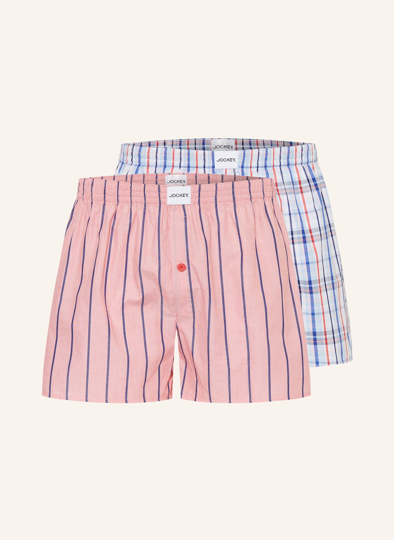 JOCKEY 2er-Pack Boxershorts: HELLROT / BLAU