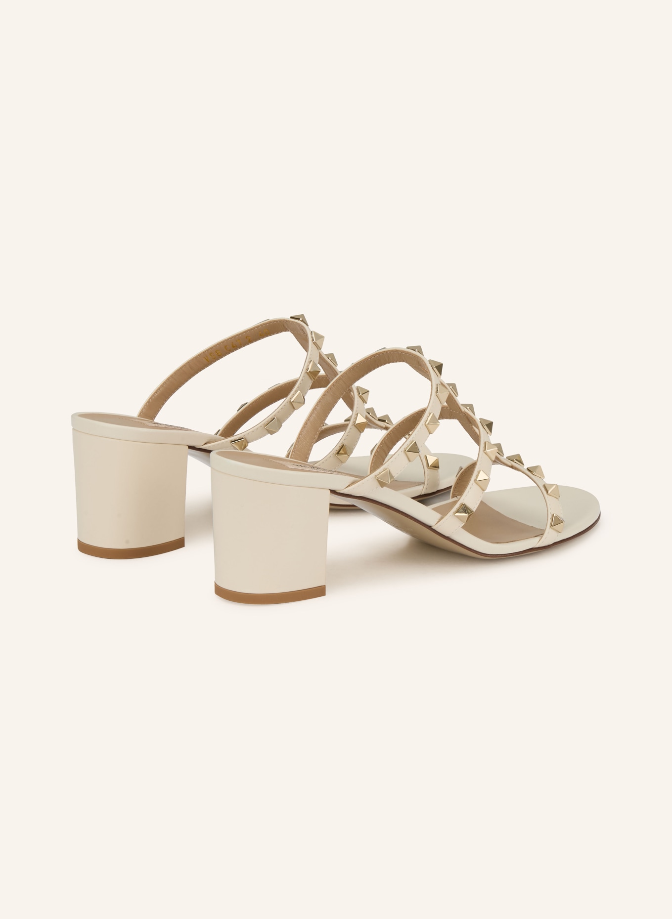 VALENTINO GARAVANI Mules ROCKSTUD mit Nieten: CREME / GOLD