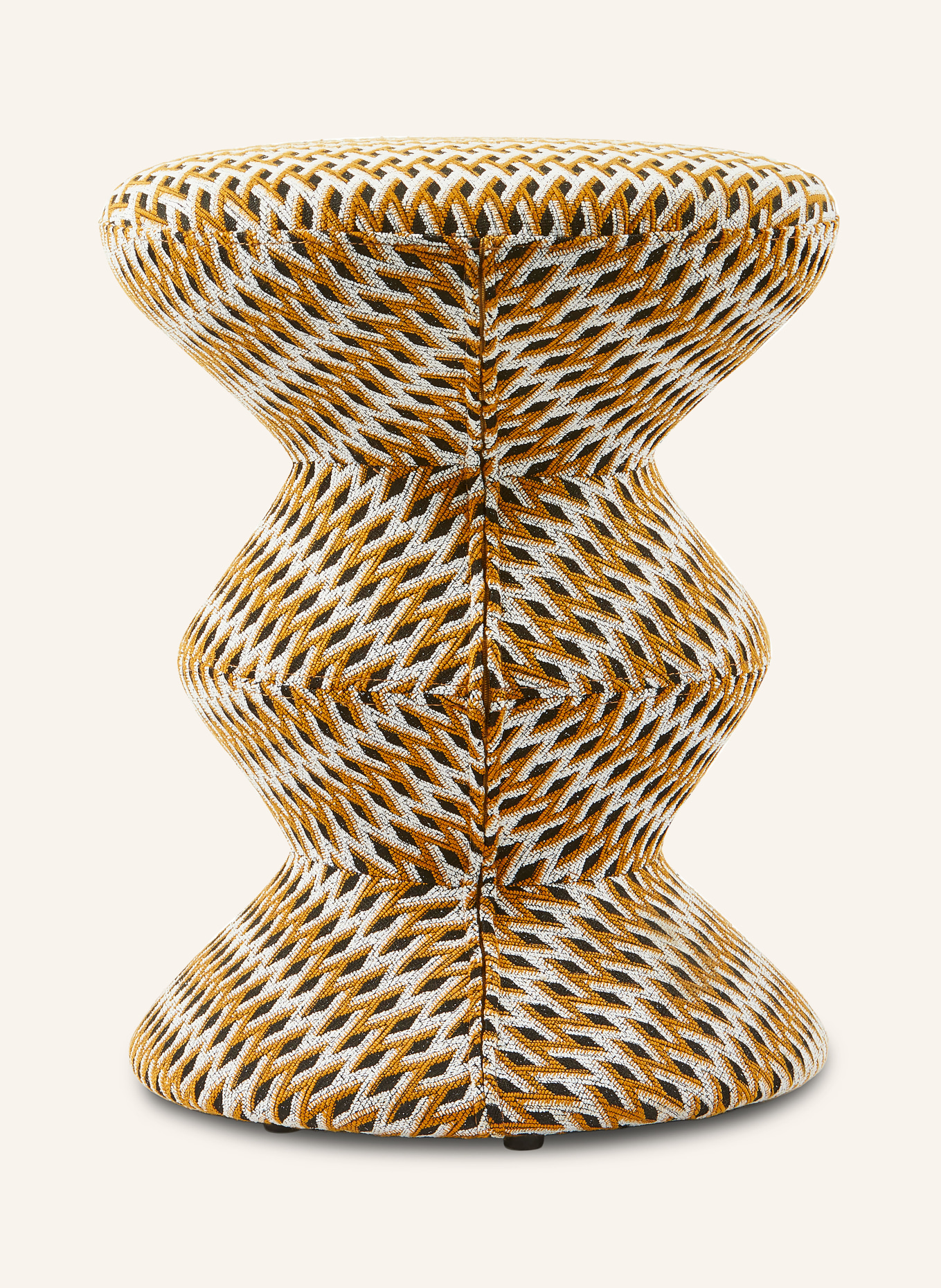 POLSPOTTEN Hocker ZIG ZAG: COGNAC / CREME / SCHWARZ