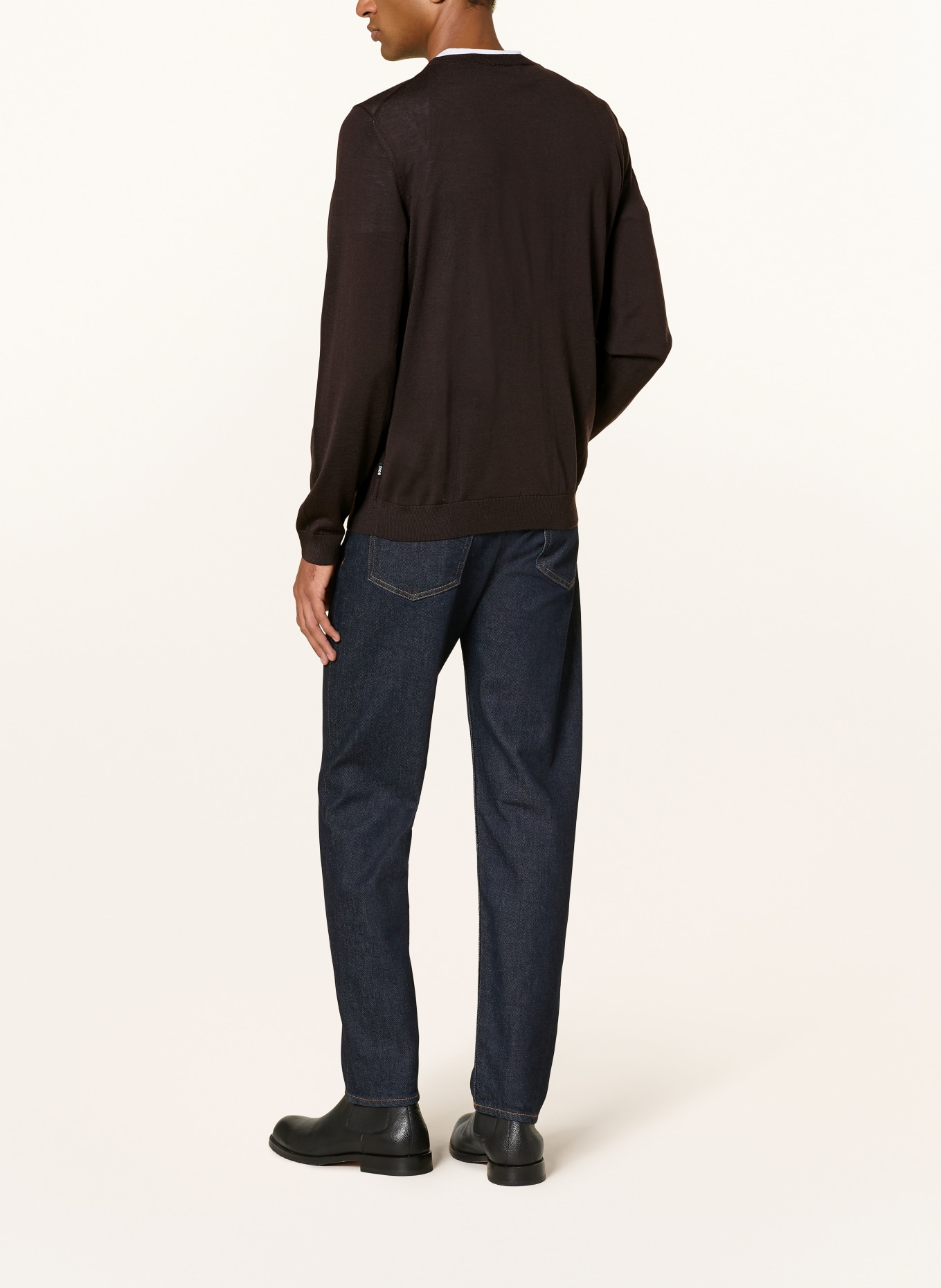 BOSS Pullover LENO: DUNKELBRAUN