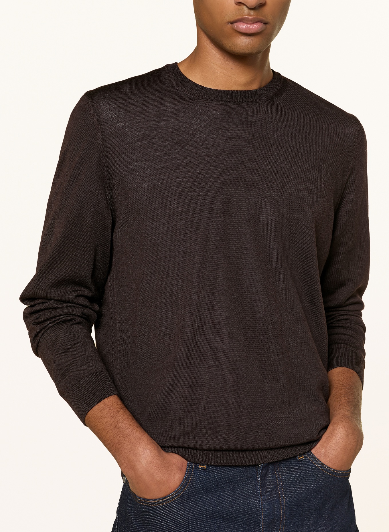 BOSS Pullover LENO: DUNKELBRAUN