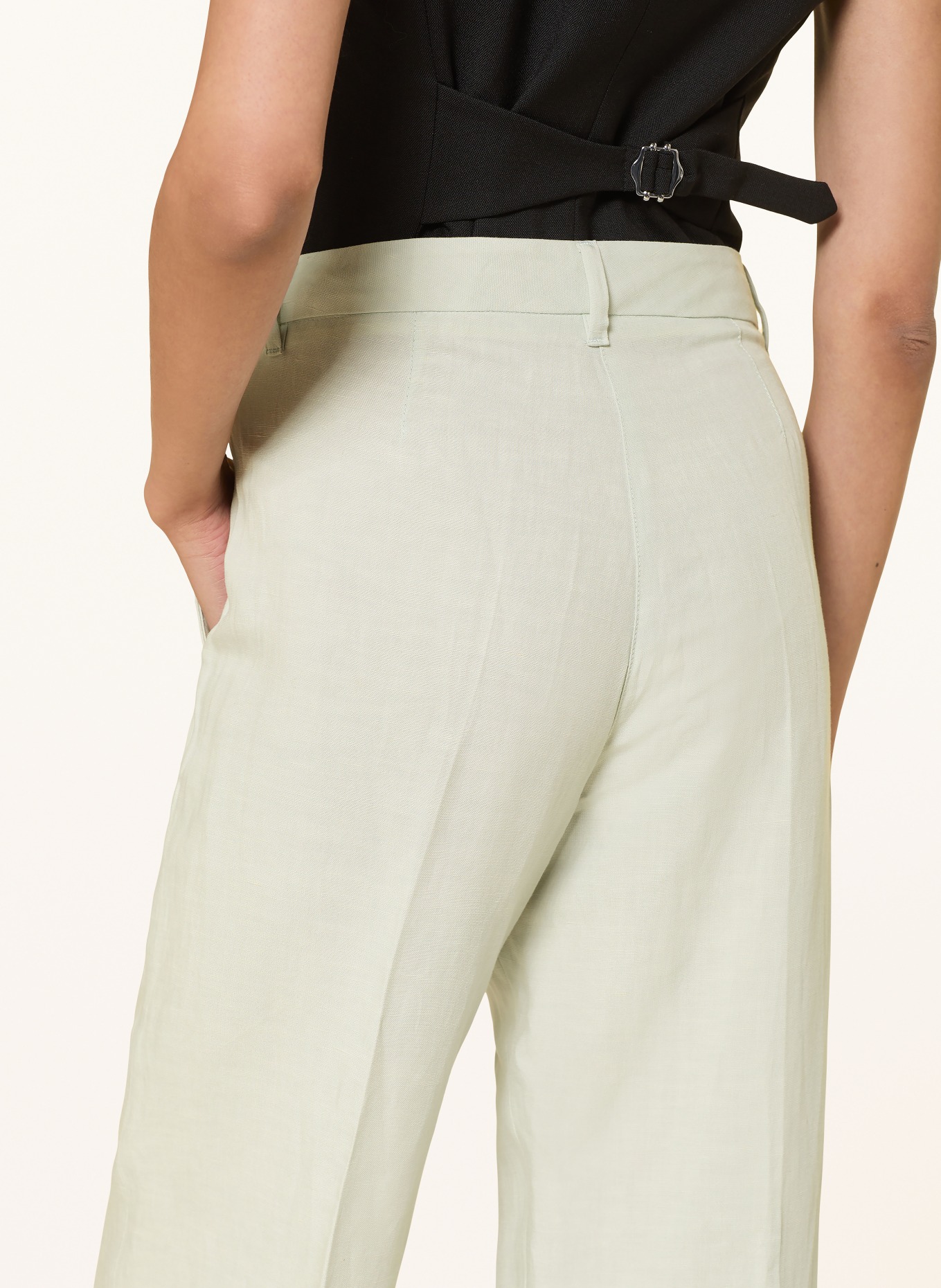 RAFFAELLO ROSSI Hose OLESSA mit Leinen: HELLBLAU / KHAKI