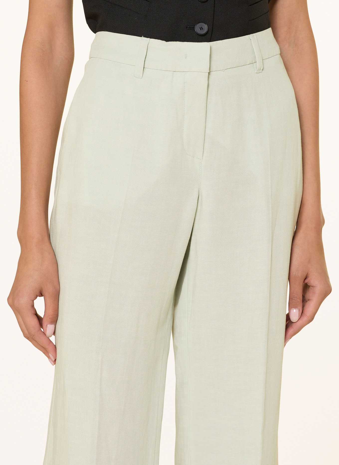 RAFFAELLO ROSSI Hose OLESSA mit Leinen: HELLBLAU / KHAKI