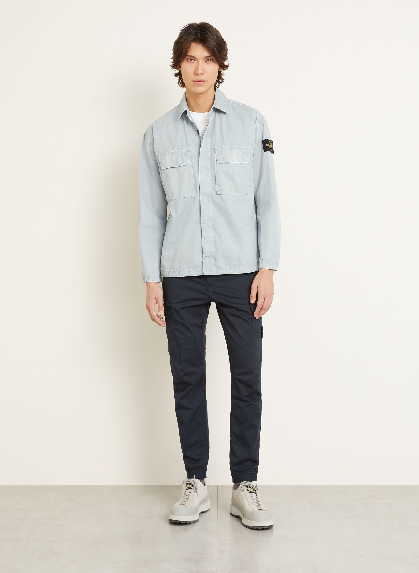 STONE ISLAND Overshirt: BLUE GRAY
