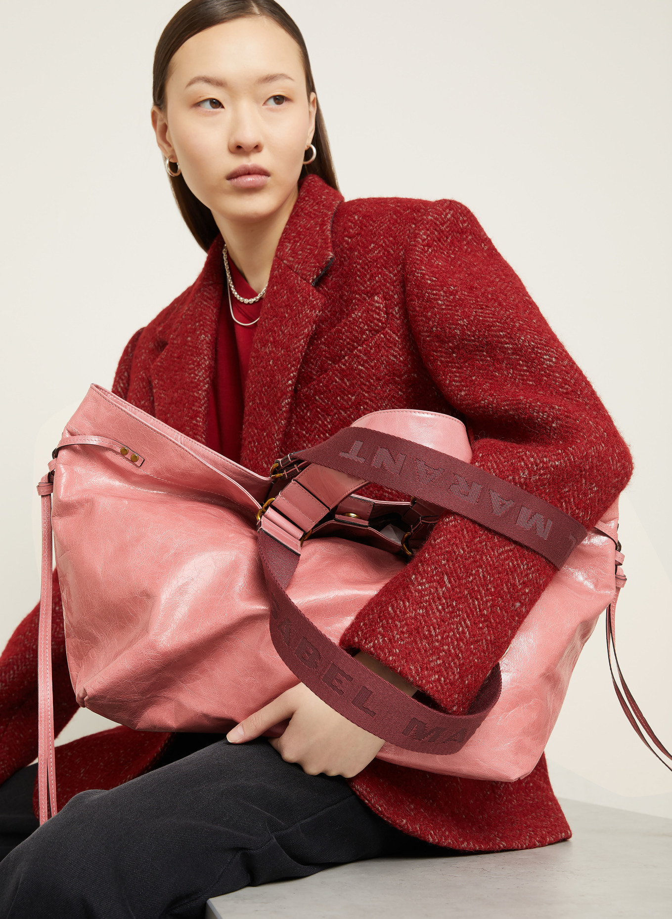 ISABEL MARANT Shopper WARDY: ALTROSA / GOLD / DUNKELROT