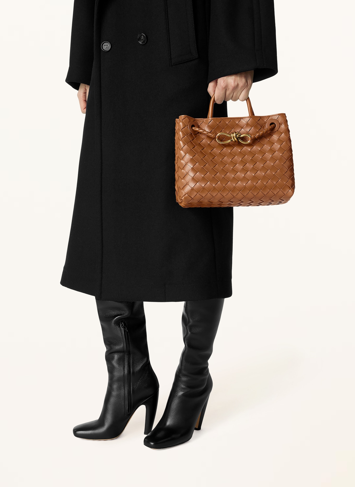 BOTTEGA VENETA Handtasche ANDIAMO SMALL: AMBER/MUSE BRASS