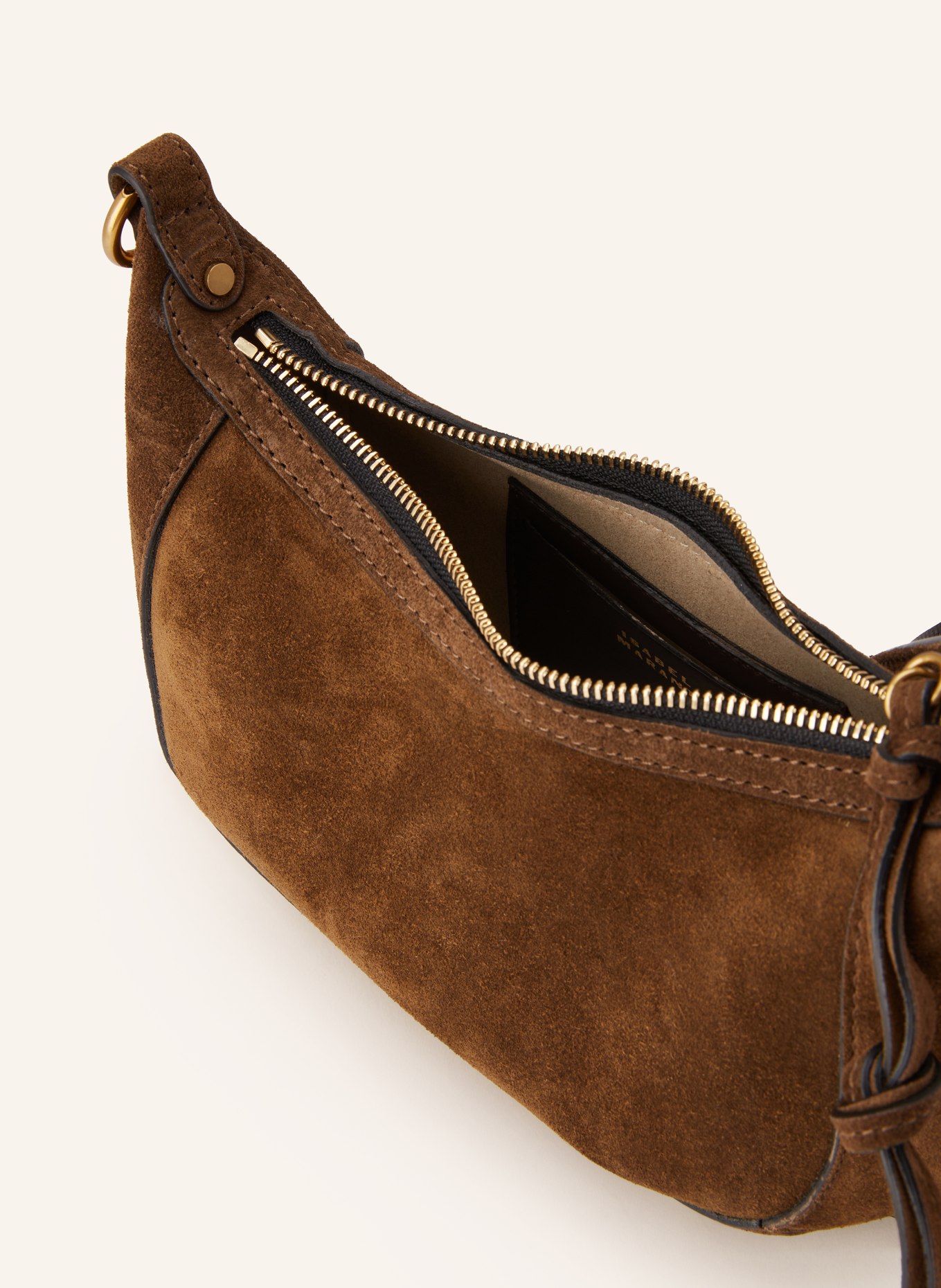 ISABEL MARANT Umhängetasche OSKAN MOON: DUNKELBRAUN / GOLD