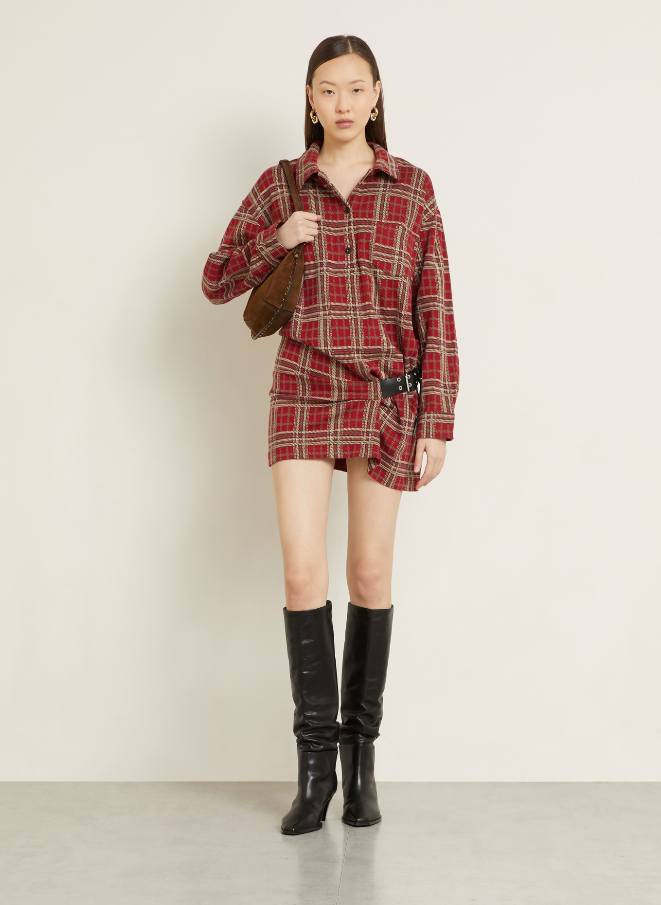 ISABEL MARANT Umhängetasche OSKAN MOON: DUNKELBRAUN / GOLD