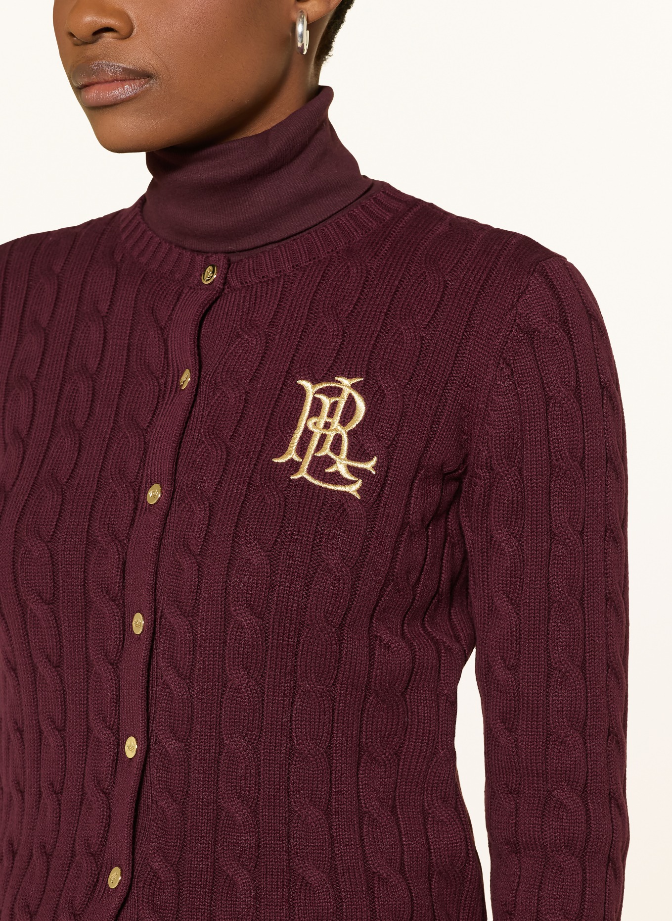 LAUREN RALPH LAUREN Strickjacke: DUNKELROT